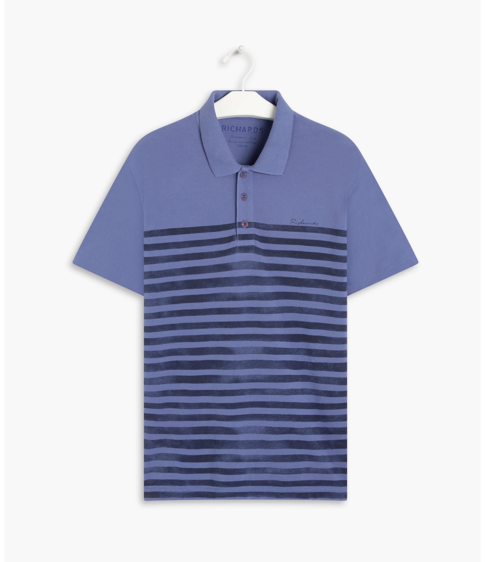 Polo Piquet 21 Listras Azul Jeans