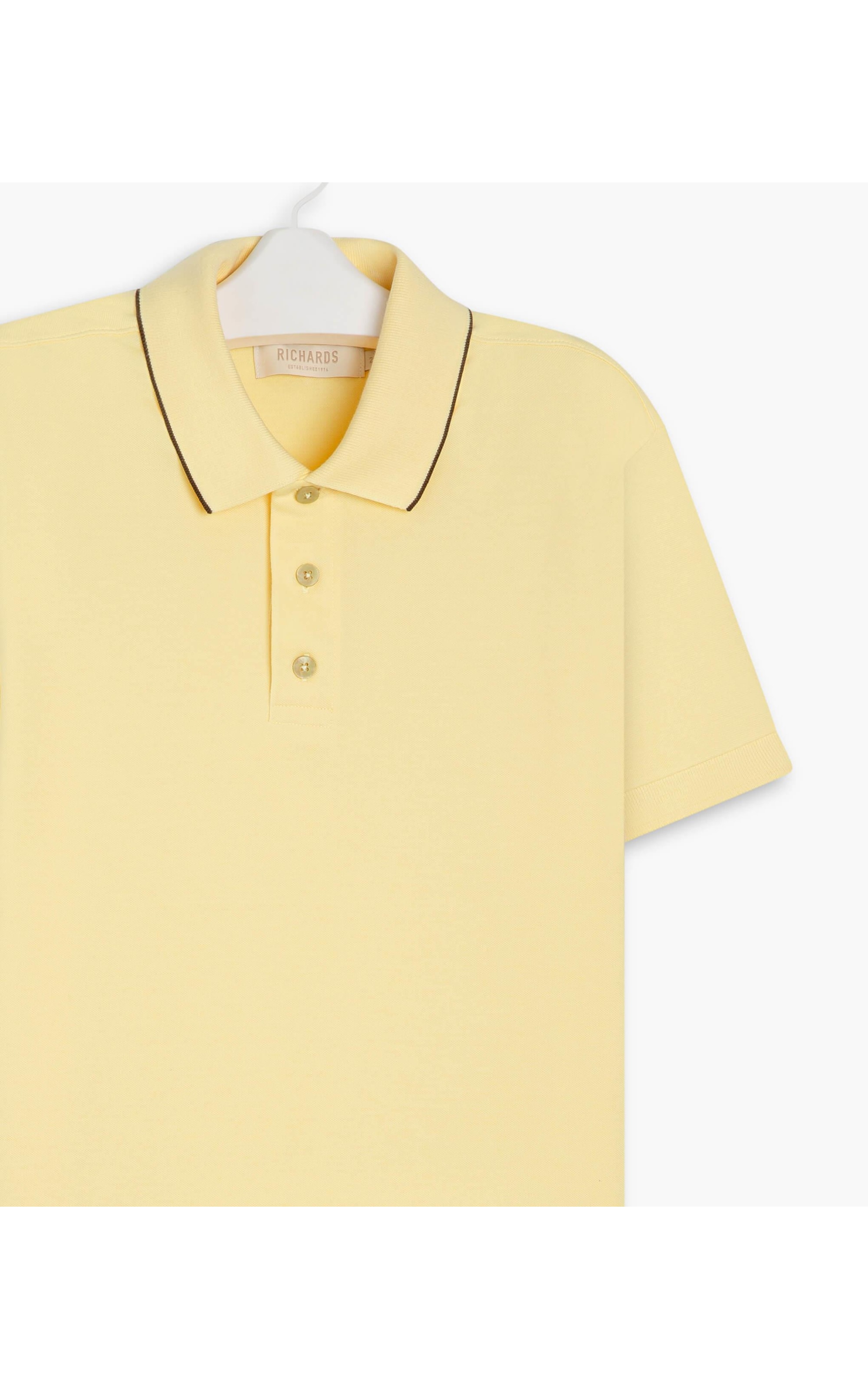 Polo Piquet Assinatura Manga Amarelo
