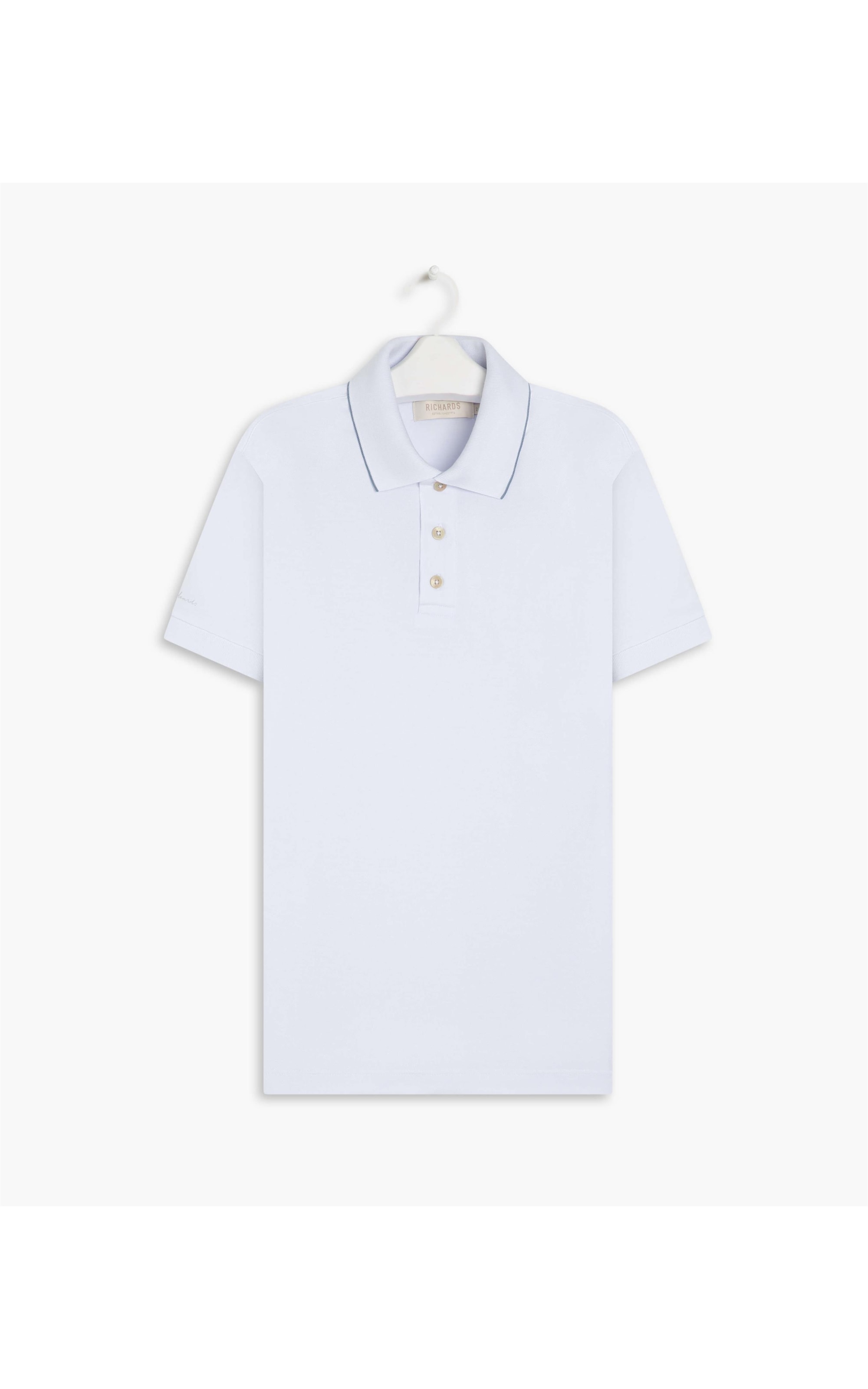 Polo Piquet Assinatura Manga Branco