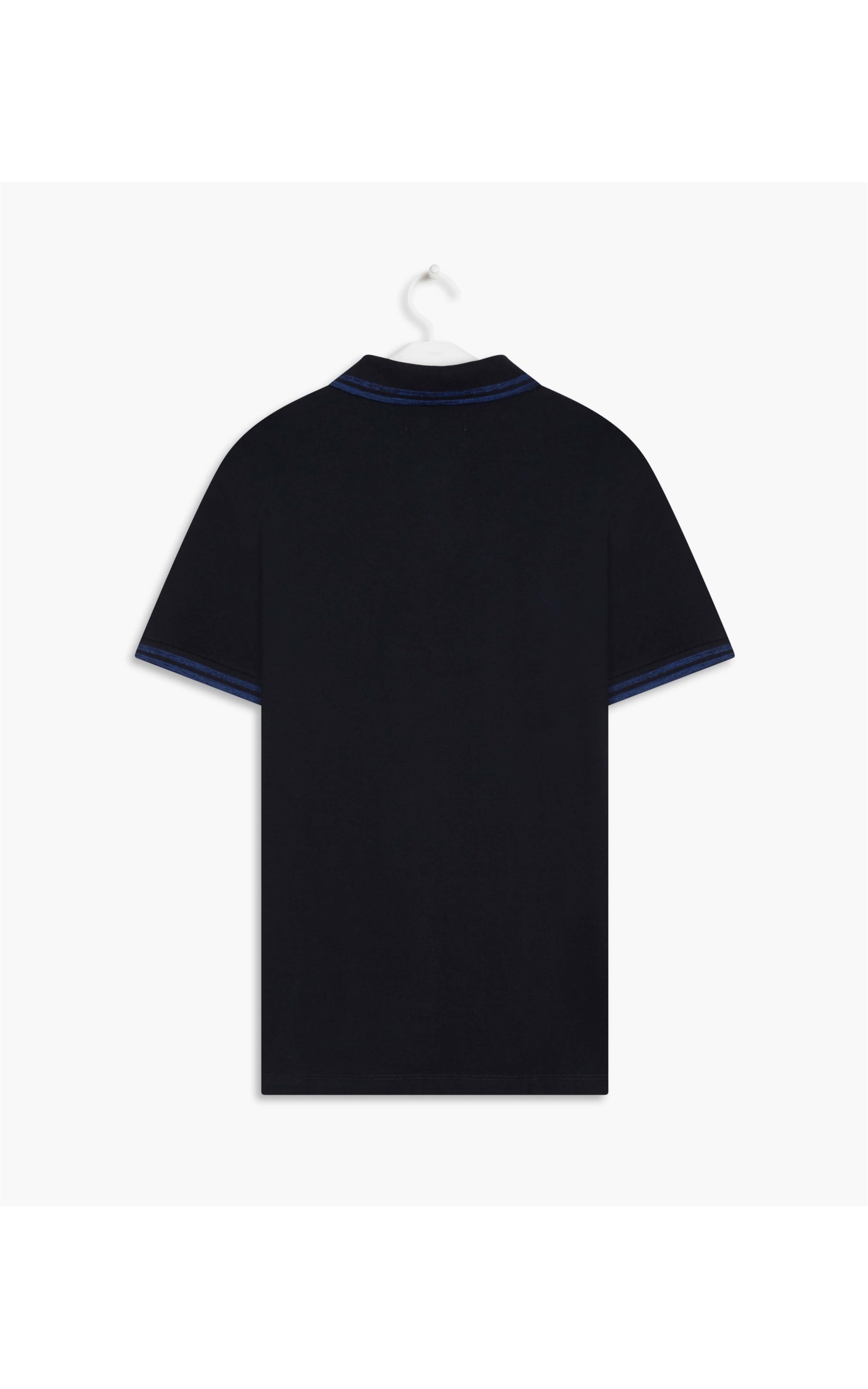 Polo Piquet Com Friso Rajado Mc Dark Navy