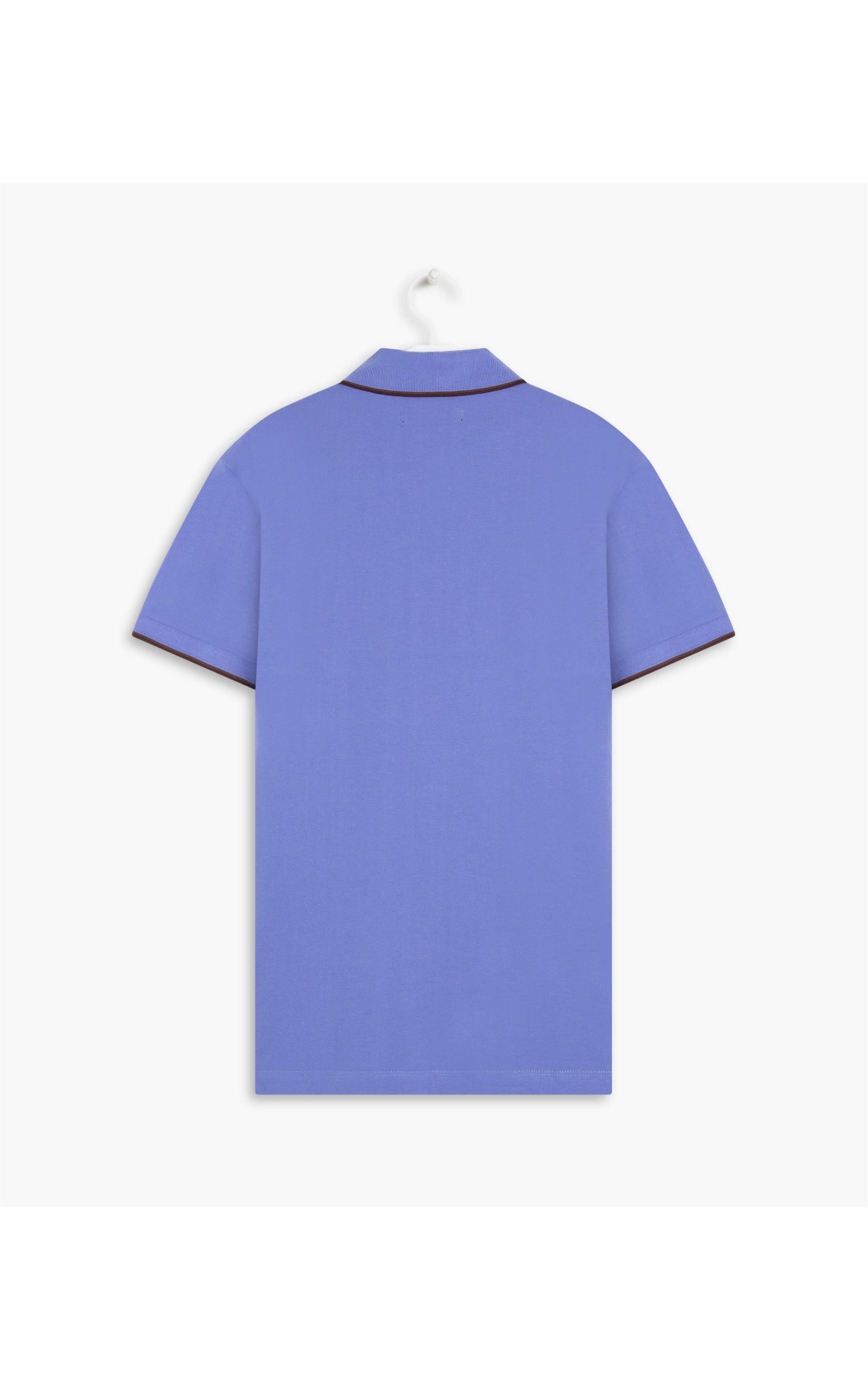 Polo Piquet Com Friso Simple Mc Azul Medio