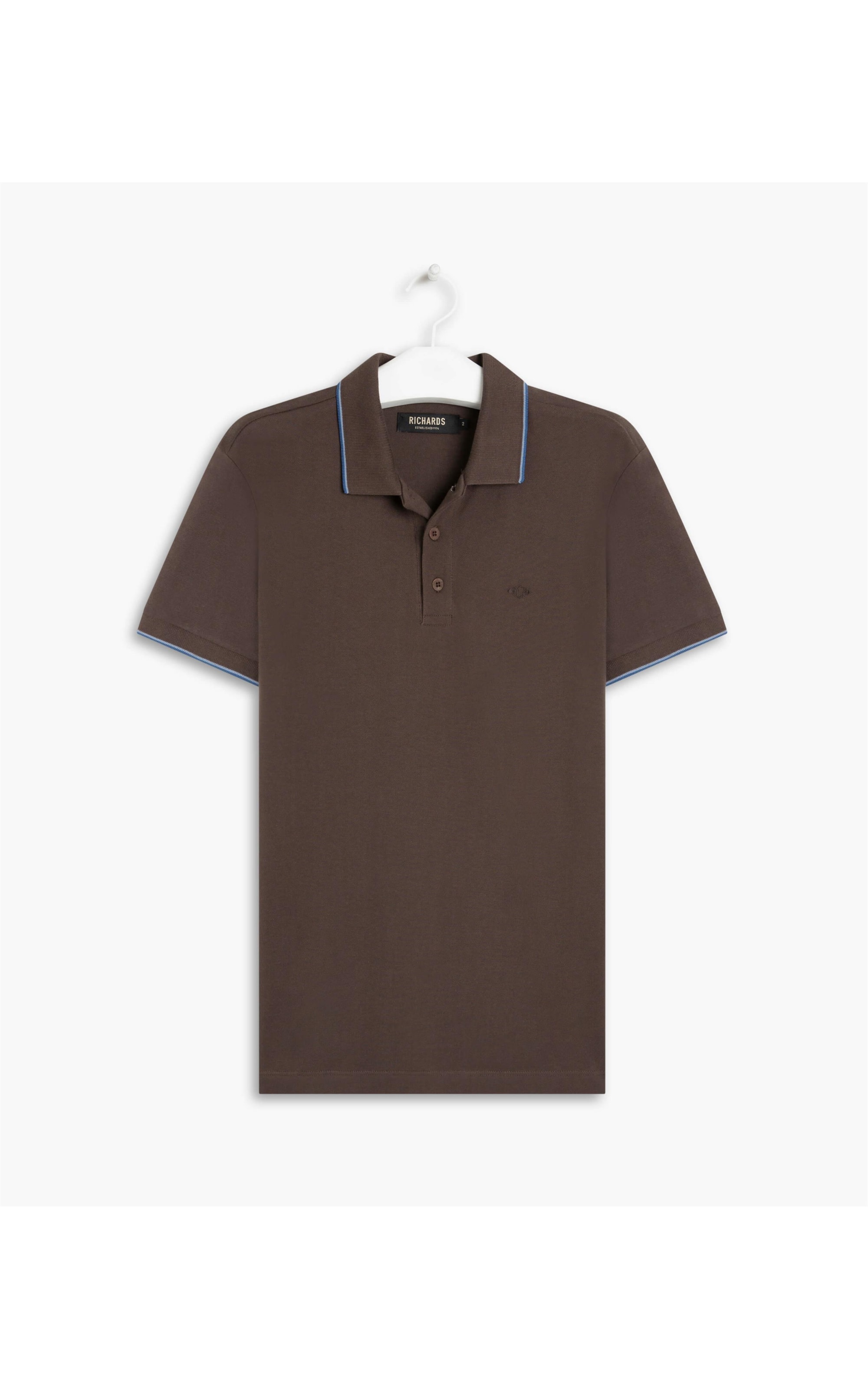 Polo Piquet Com Friso Simple Mc Dark Brown