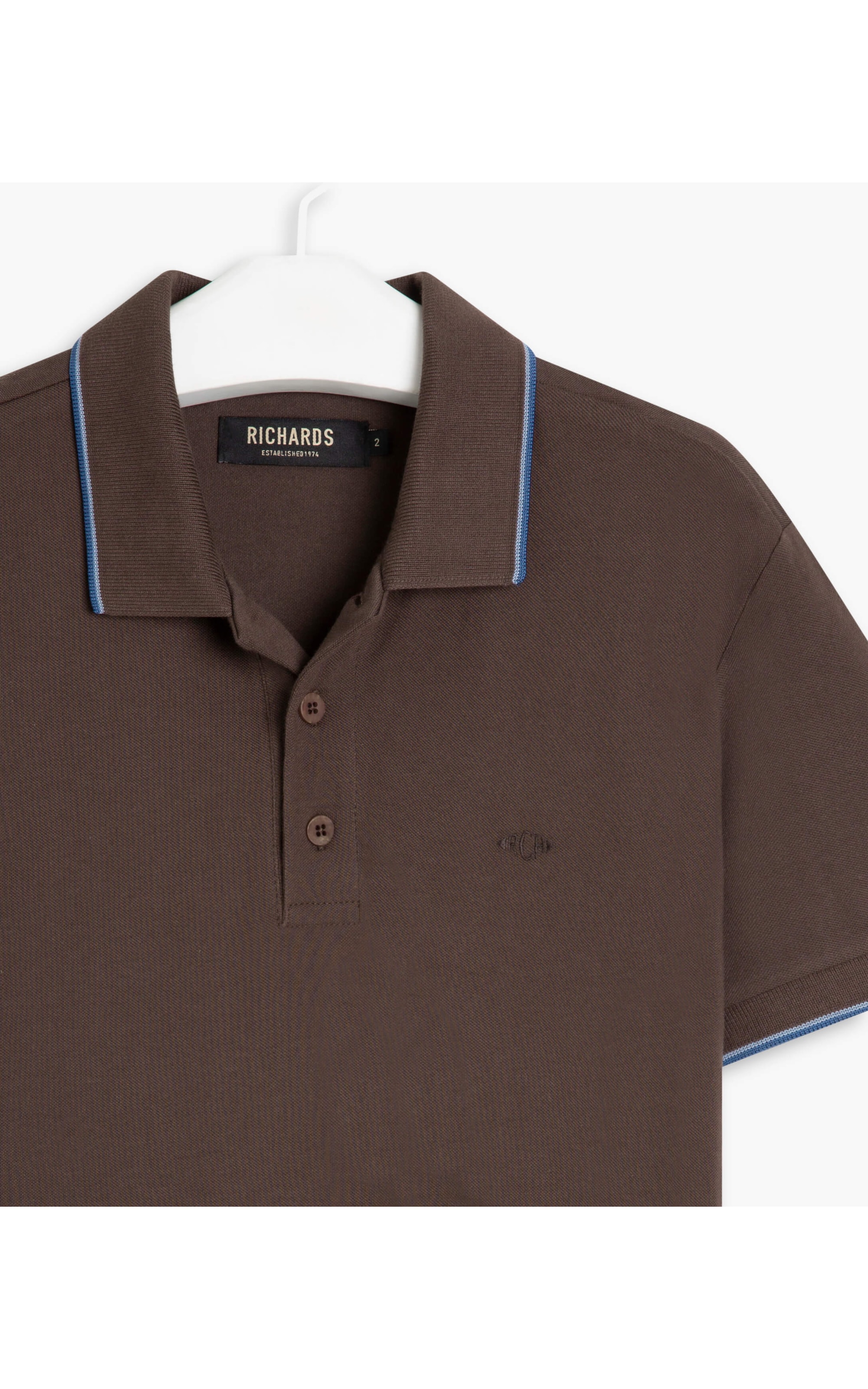 Polo Piquet Com Friso Simple Mc Dark Brown