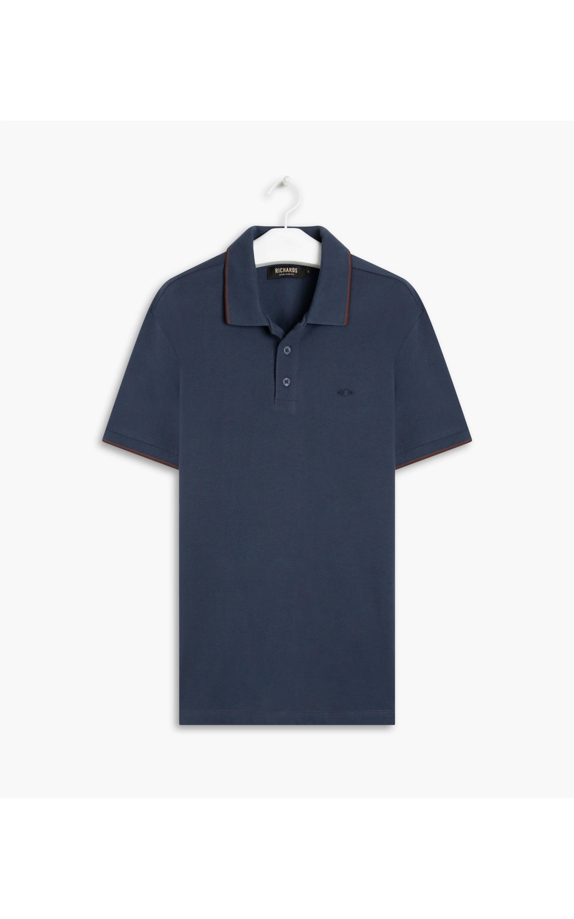 Polo Piquet Com Friso Simple Mc Dark Navy