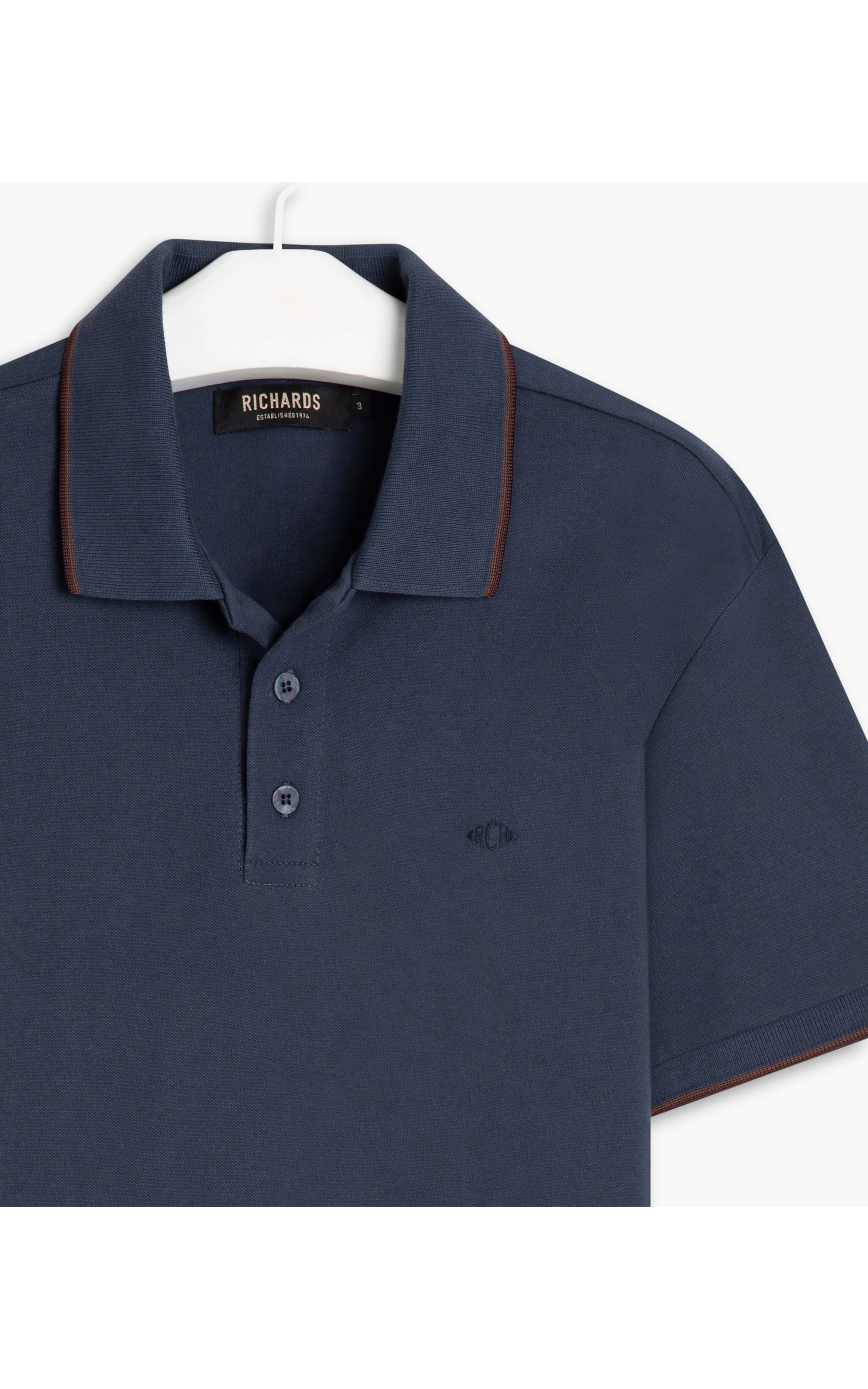 Polo Piquet Com Friso Simple Mc Dark Navy