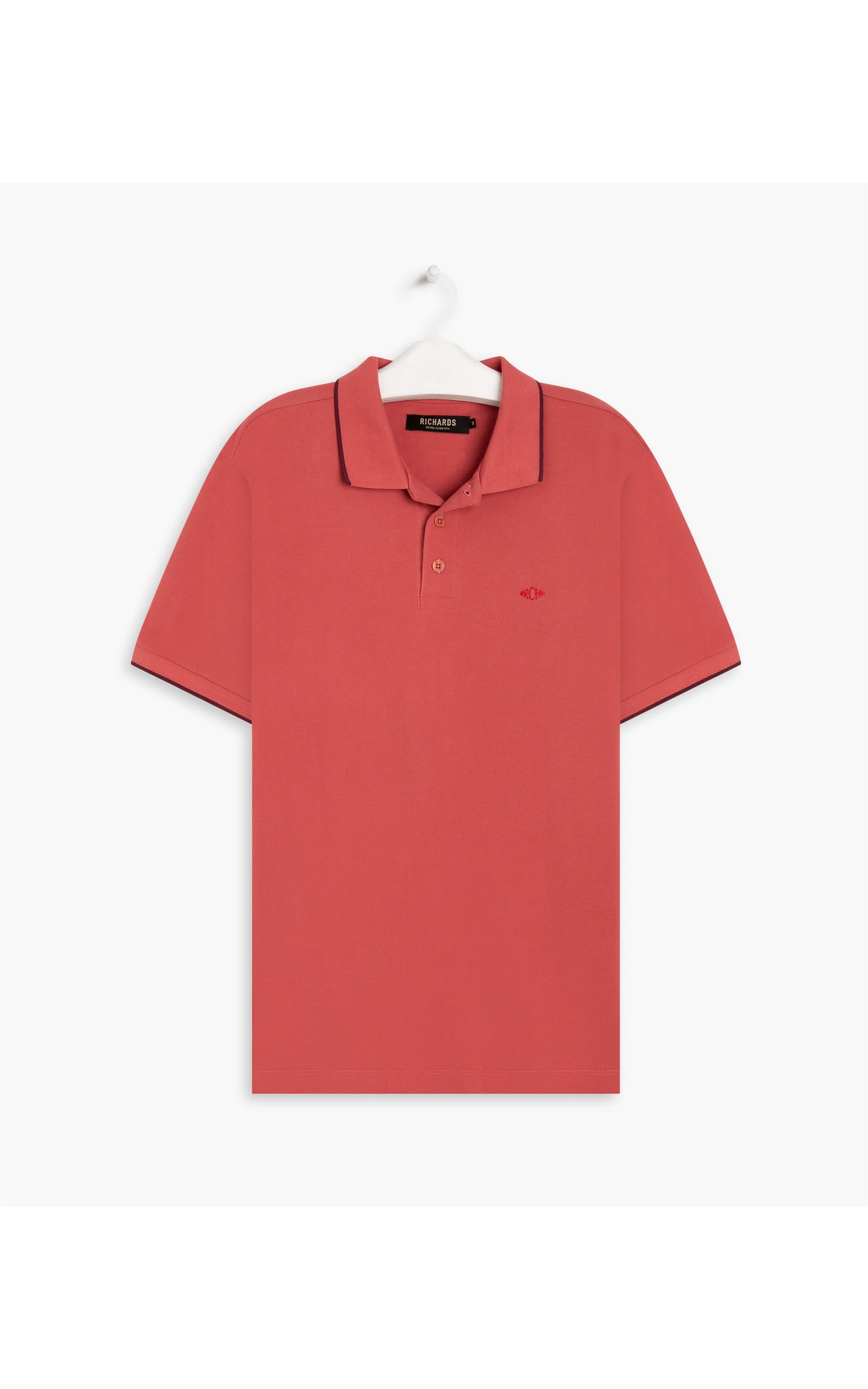Polo Piquet Com Friso Simple Mc Magenta