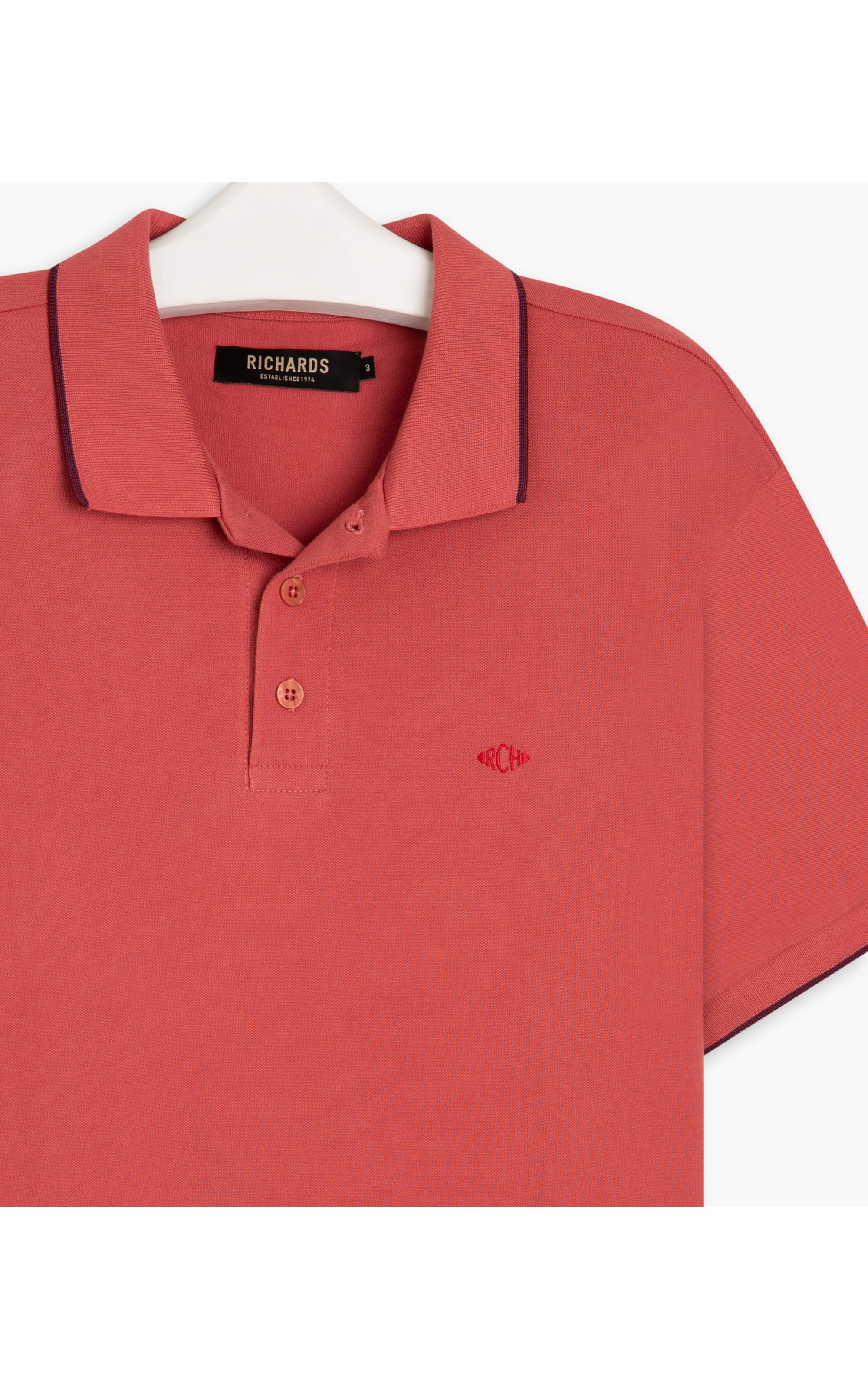 Polo Piquet Com Friso Simple Mc Magenta