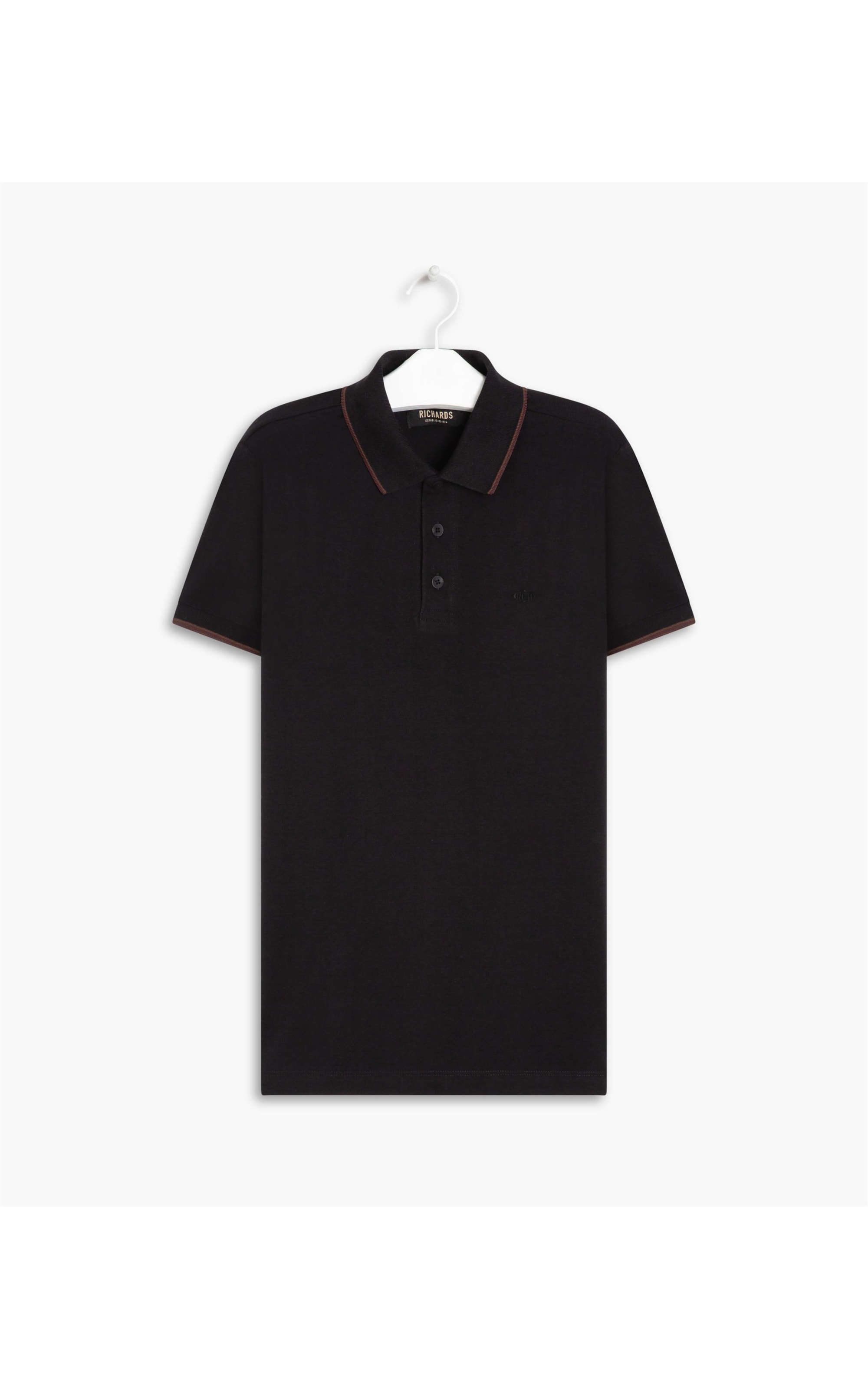 Polo Piquet Com Friso Simple Mc Preto