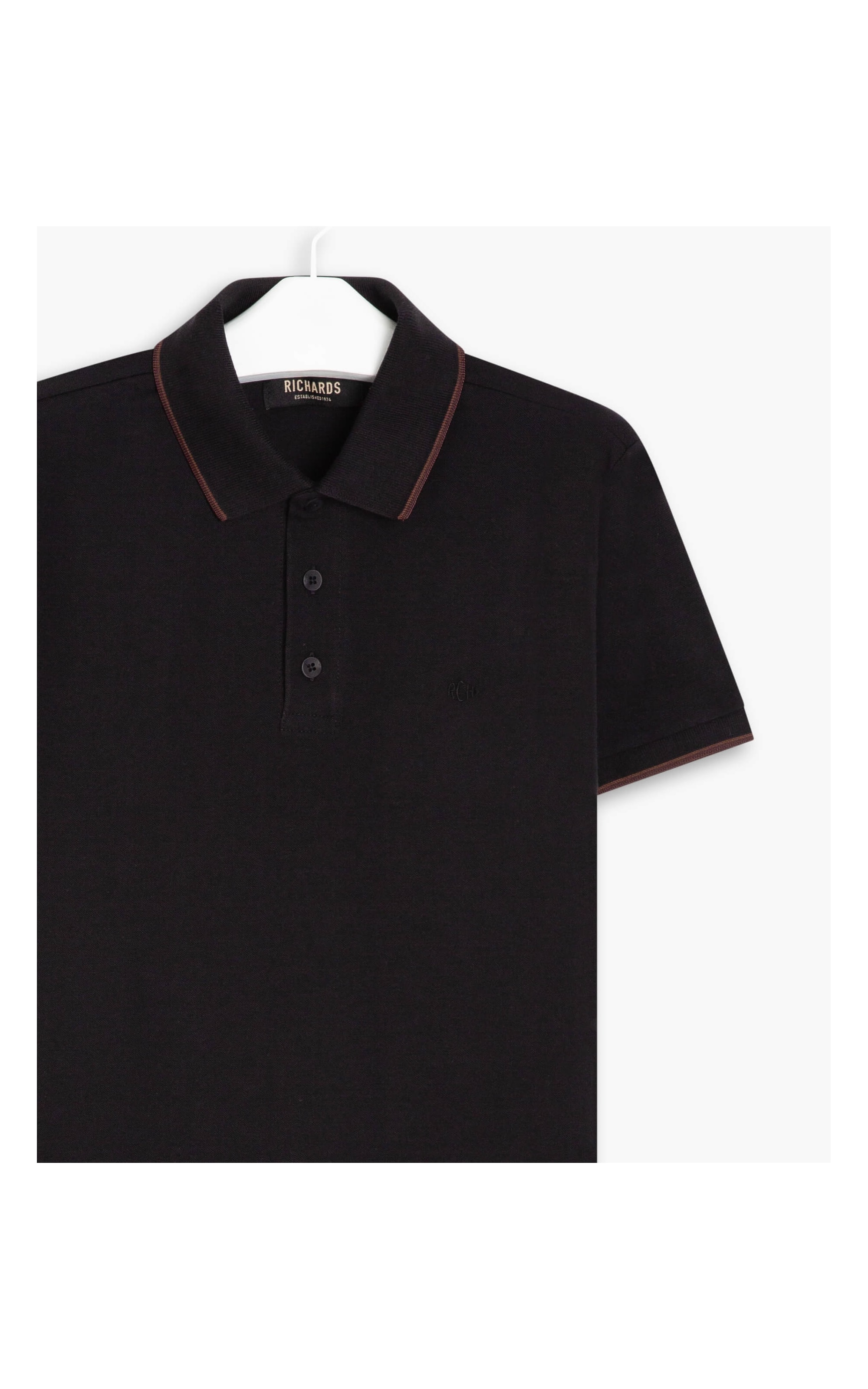 Polo Piquet Com Friso Simple Mc Preto