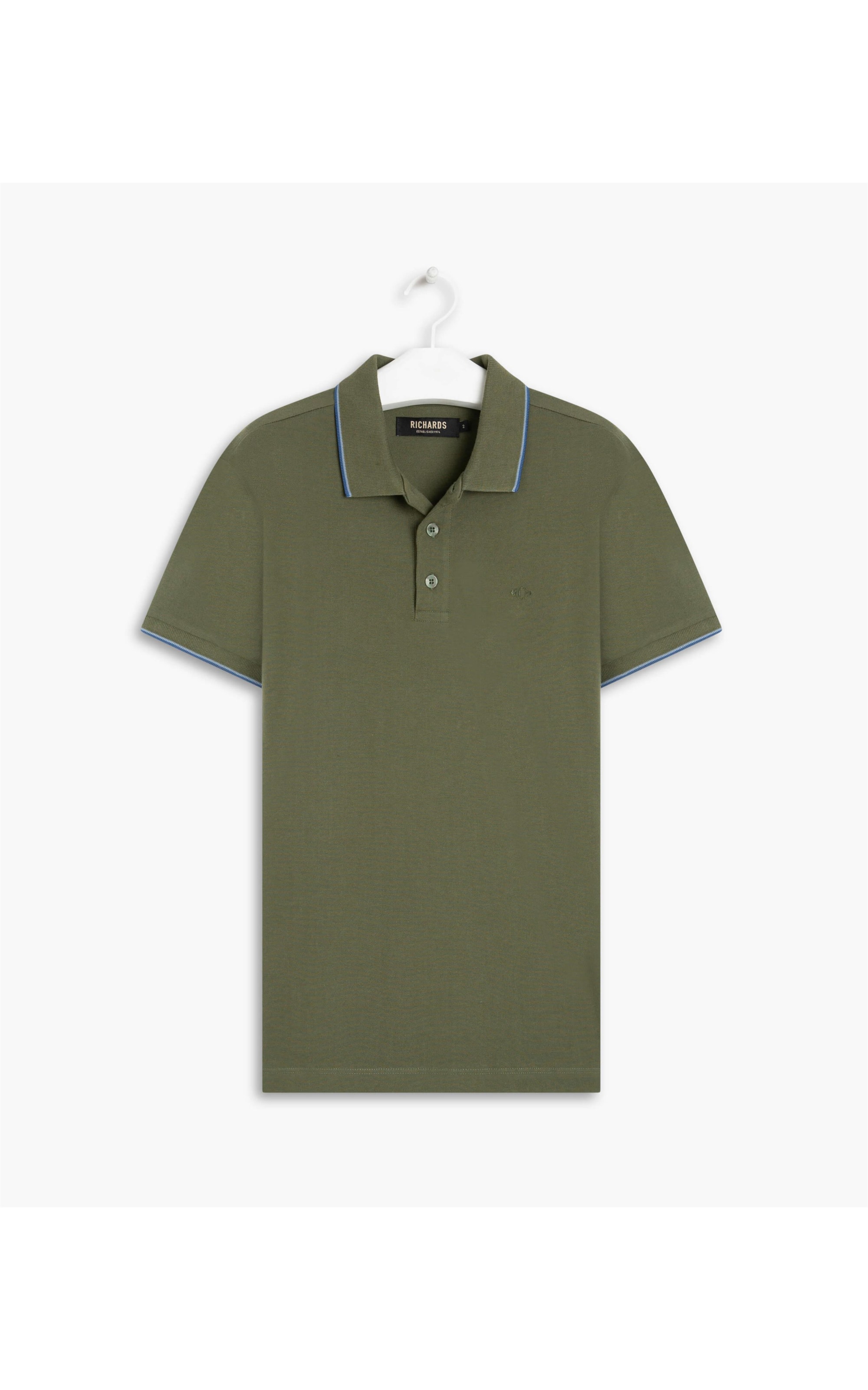 Polo Piquet Com Friso Simple Mc Verde Army