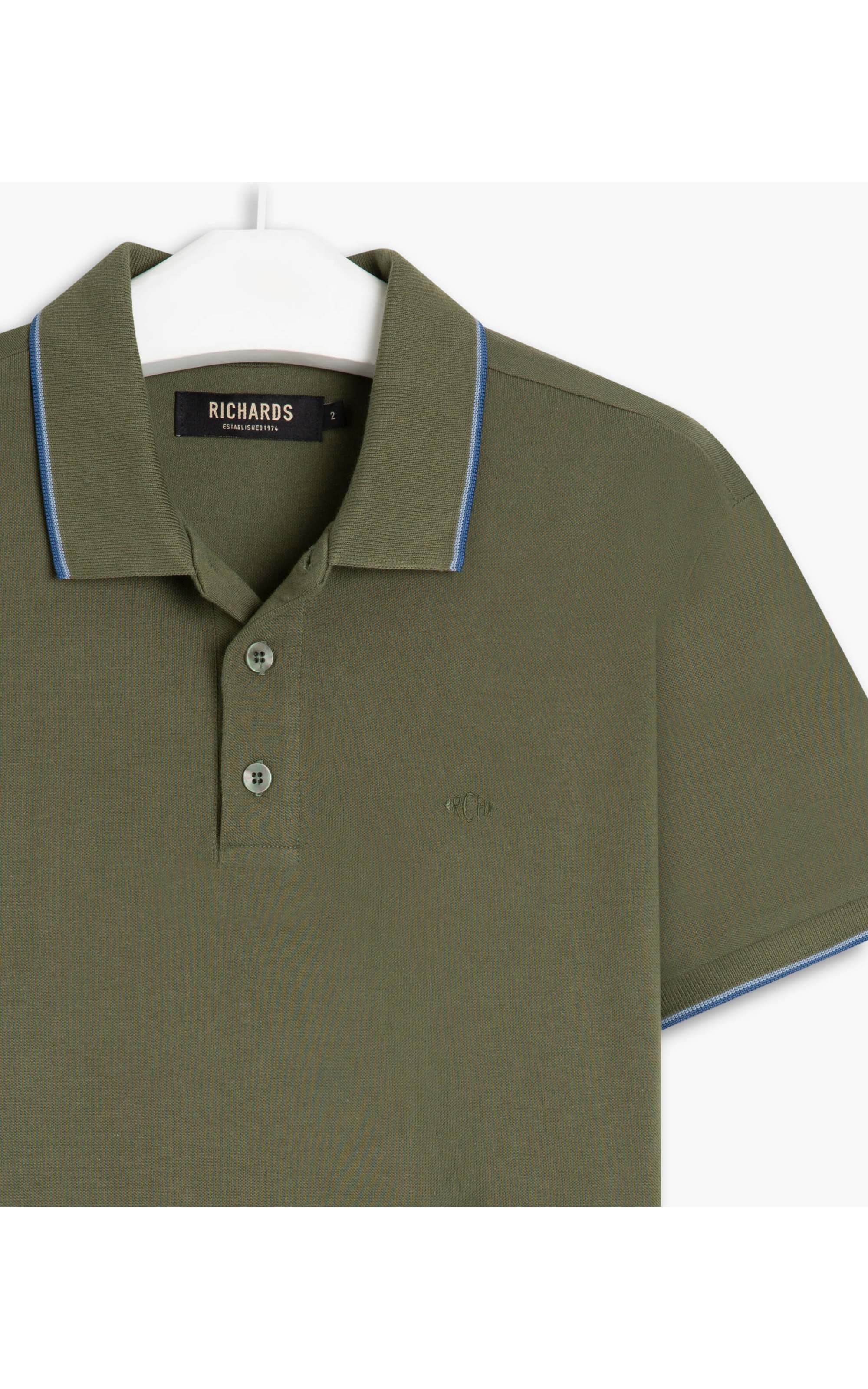 Polo Piquet Com Friso Simple Mc Verde Army