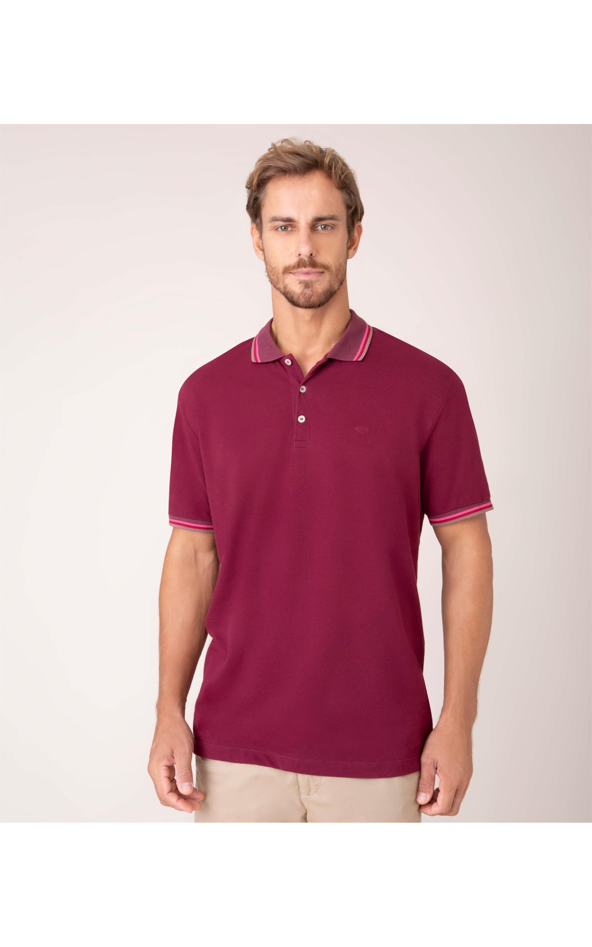 Polo Piquet Com Frisos Mc Bordeaux