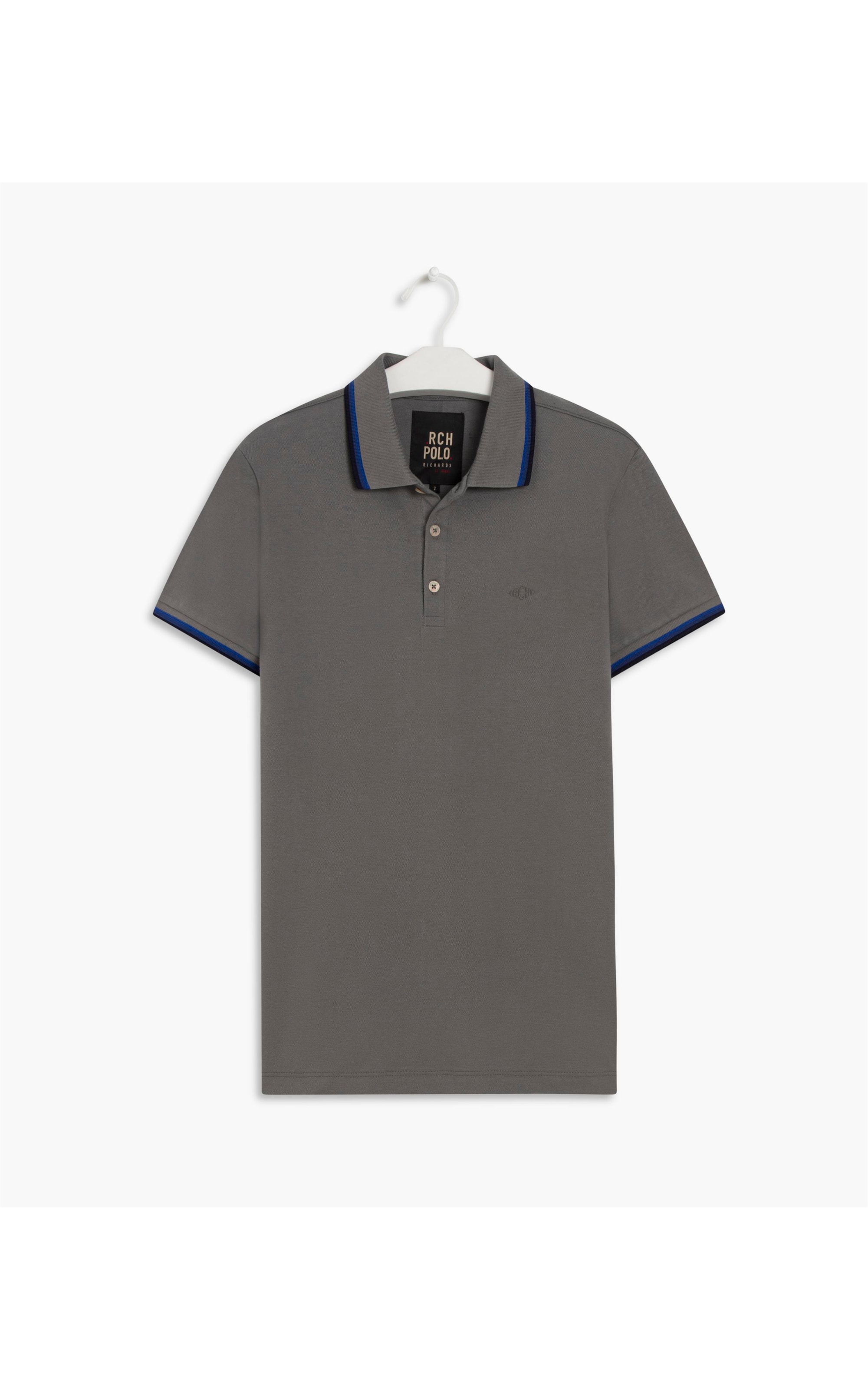 Polo Piquet Com Frisos Mc Silver Gray
