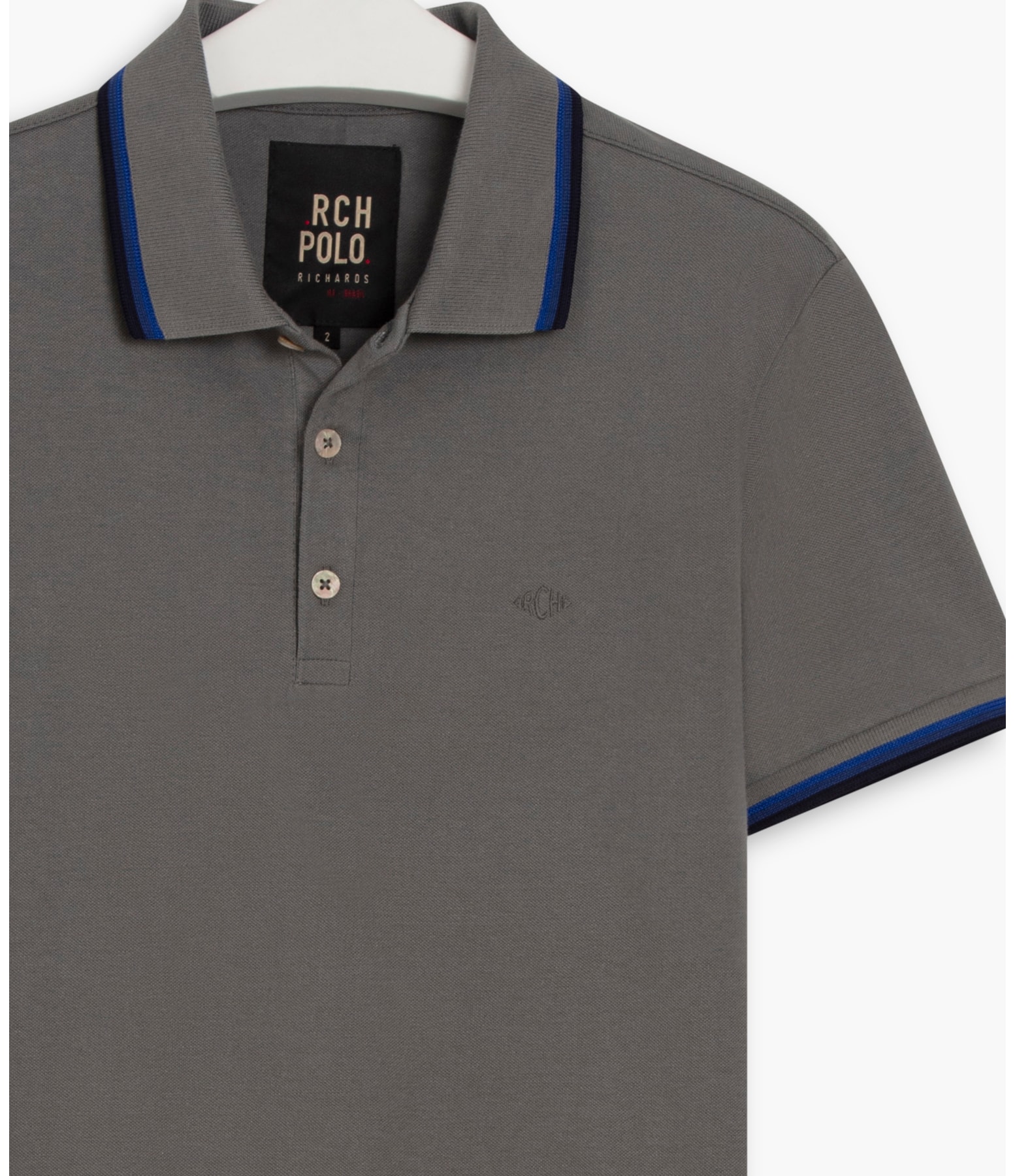 Polo Piquet Com Frisos Mc Silver Gray