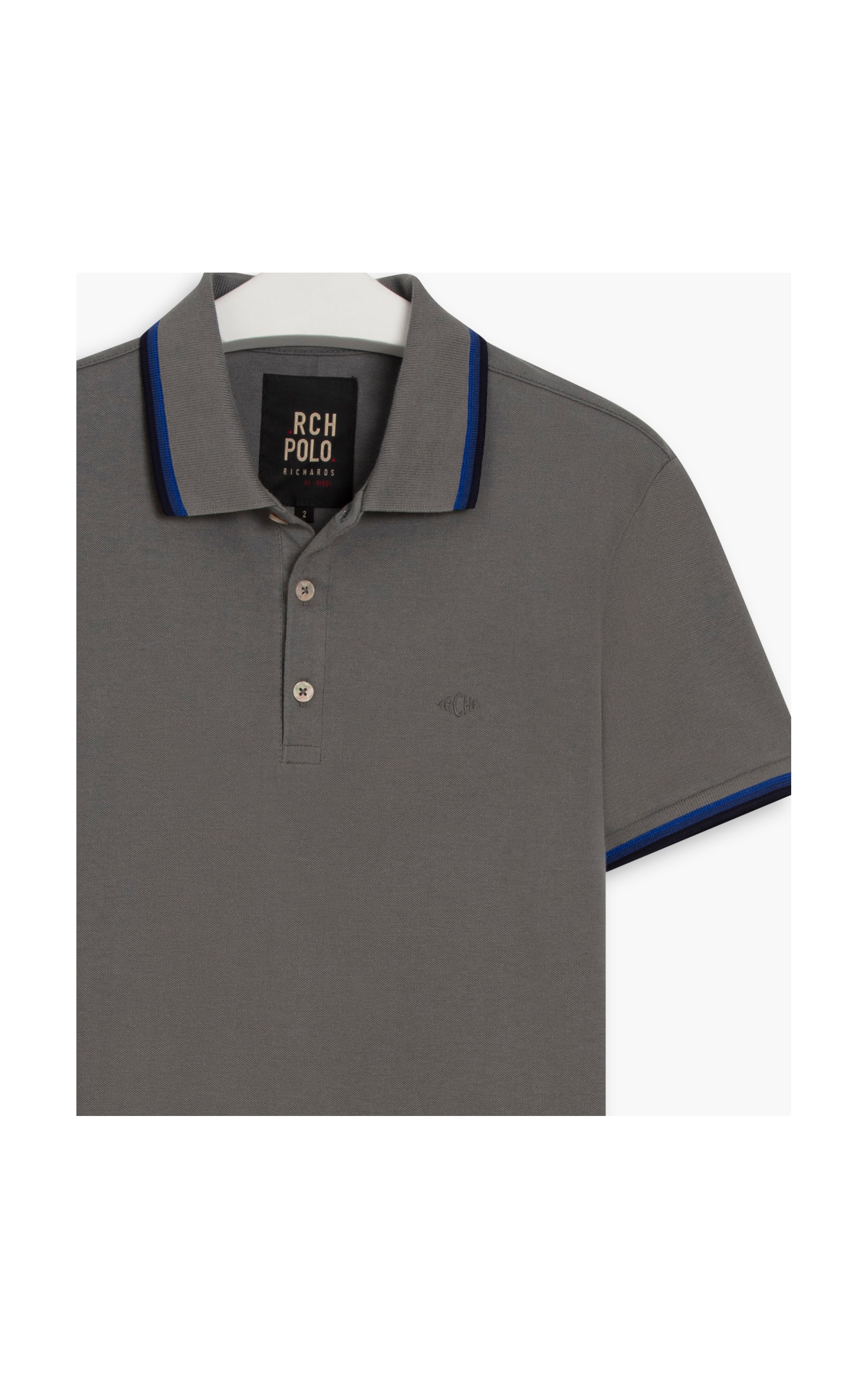 Polo Piquet Com Frisos Mc Silver Gray