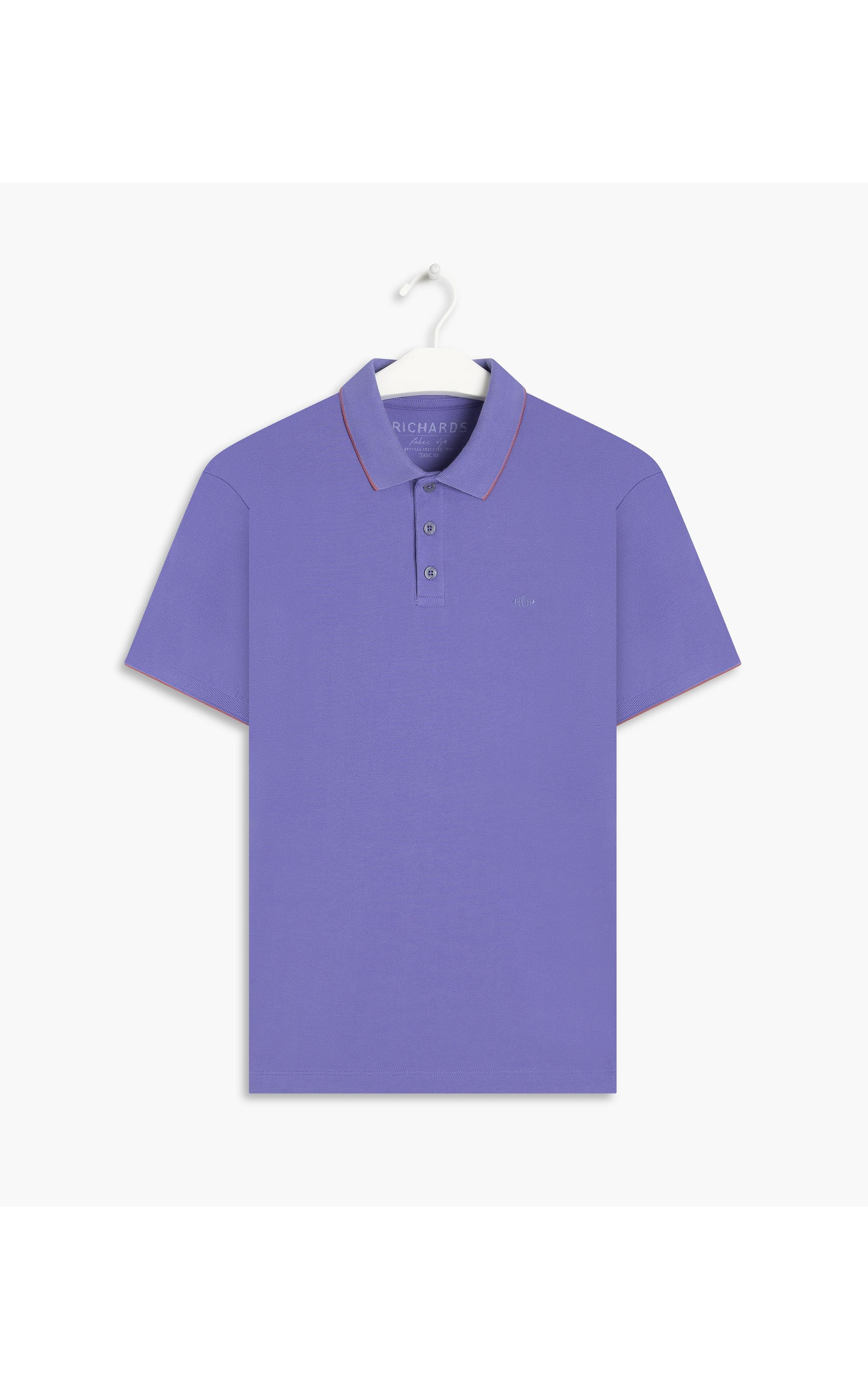 Polo Piquet Friso Azul Jeans