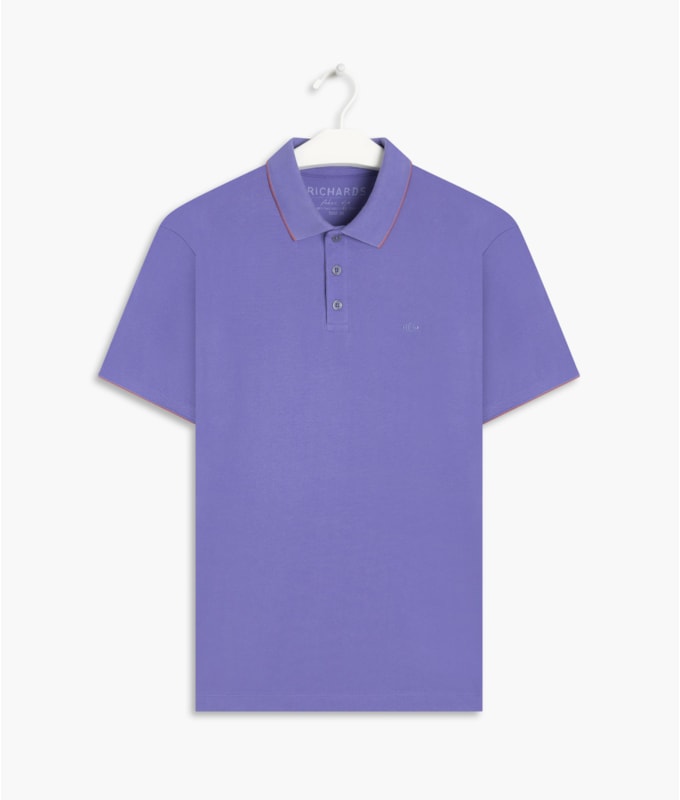 Polo Piquet Friso Azul Jeans