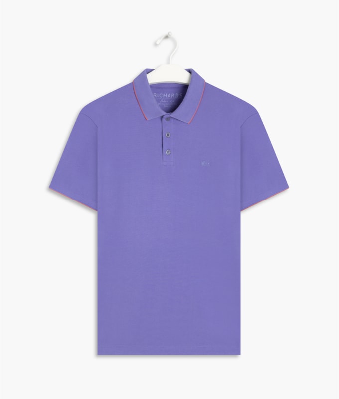 Polo Piquet Friso Azul Jeans