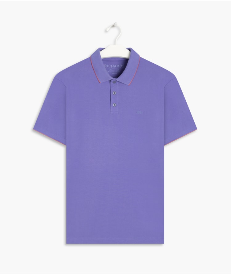 Polo Piquet Friso Azul Jeans