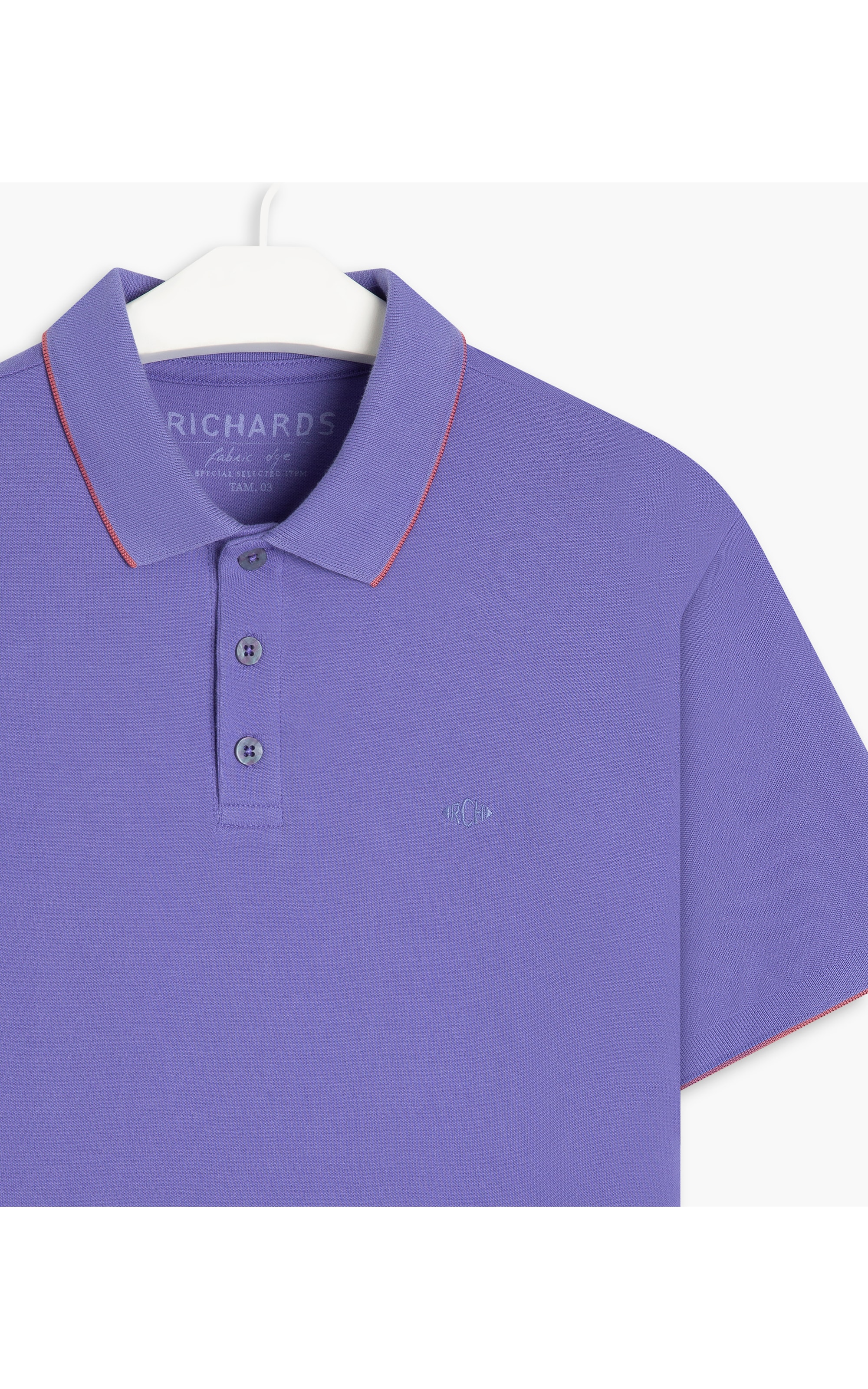 Polo Piquet Friso Azul Jeans