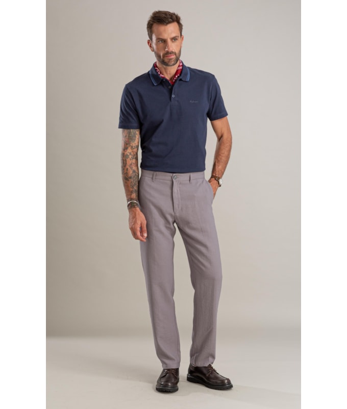 Polo Piquet Friso Duplo Rajado Bf Dark Navy