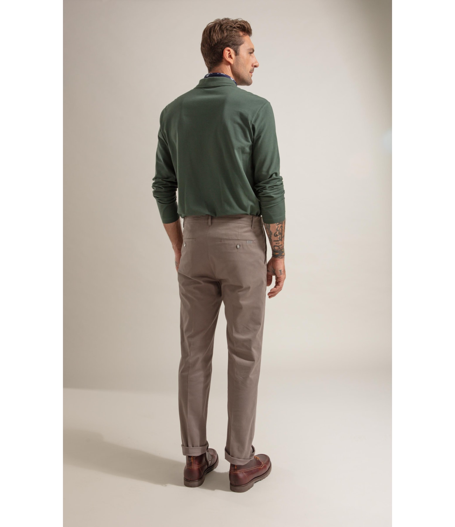Polo Piquet Friso Espinha de Peixe Ml Verde Militar
