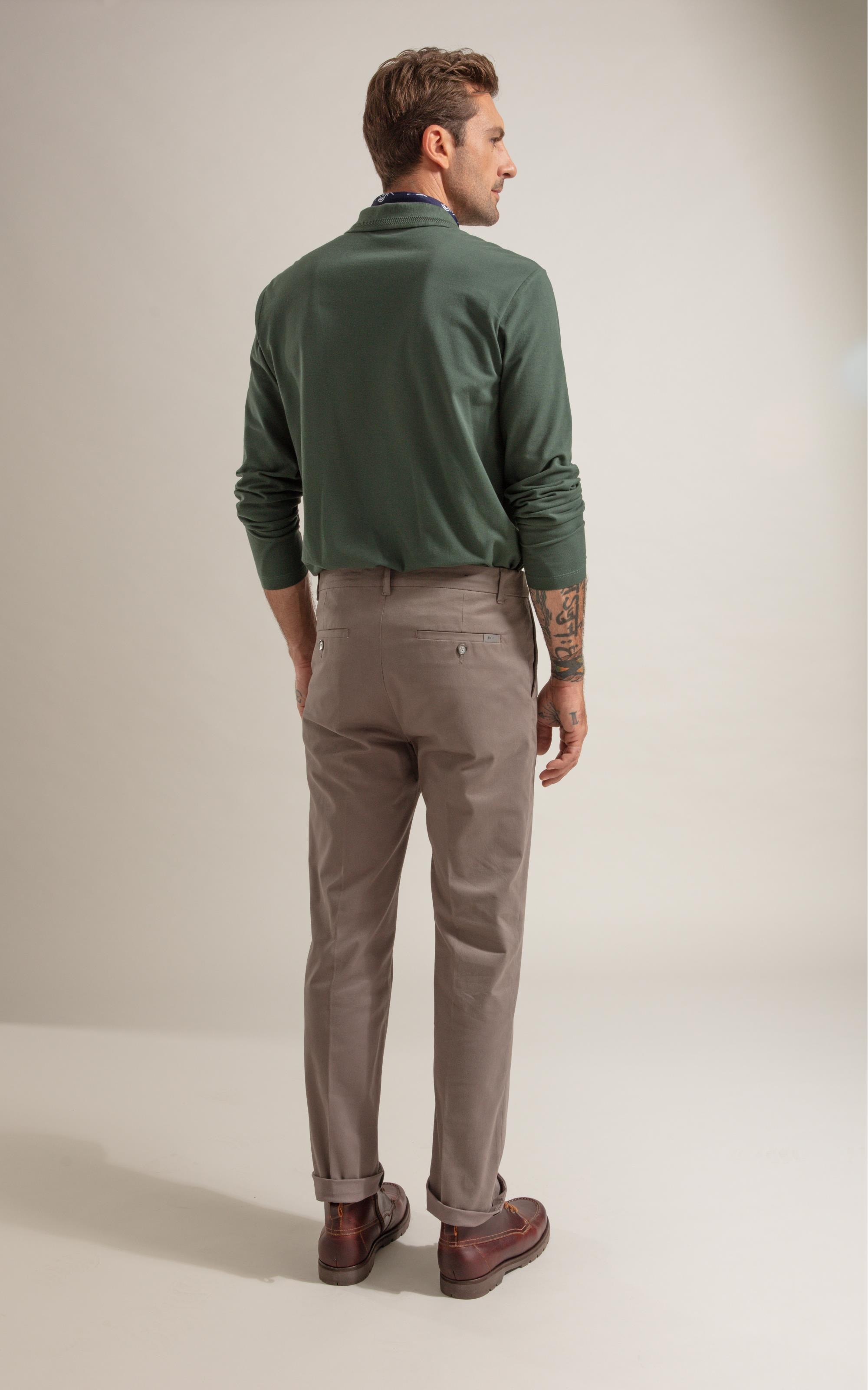 Polo Piquet Friso Espinha de Peixe Ml Verde Militar