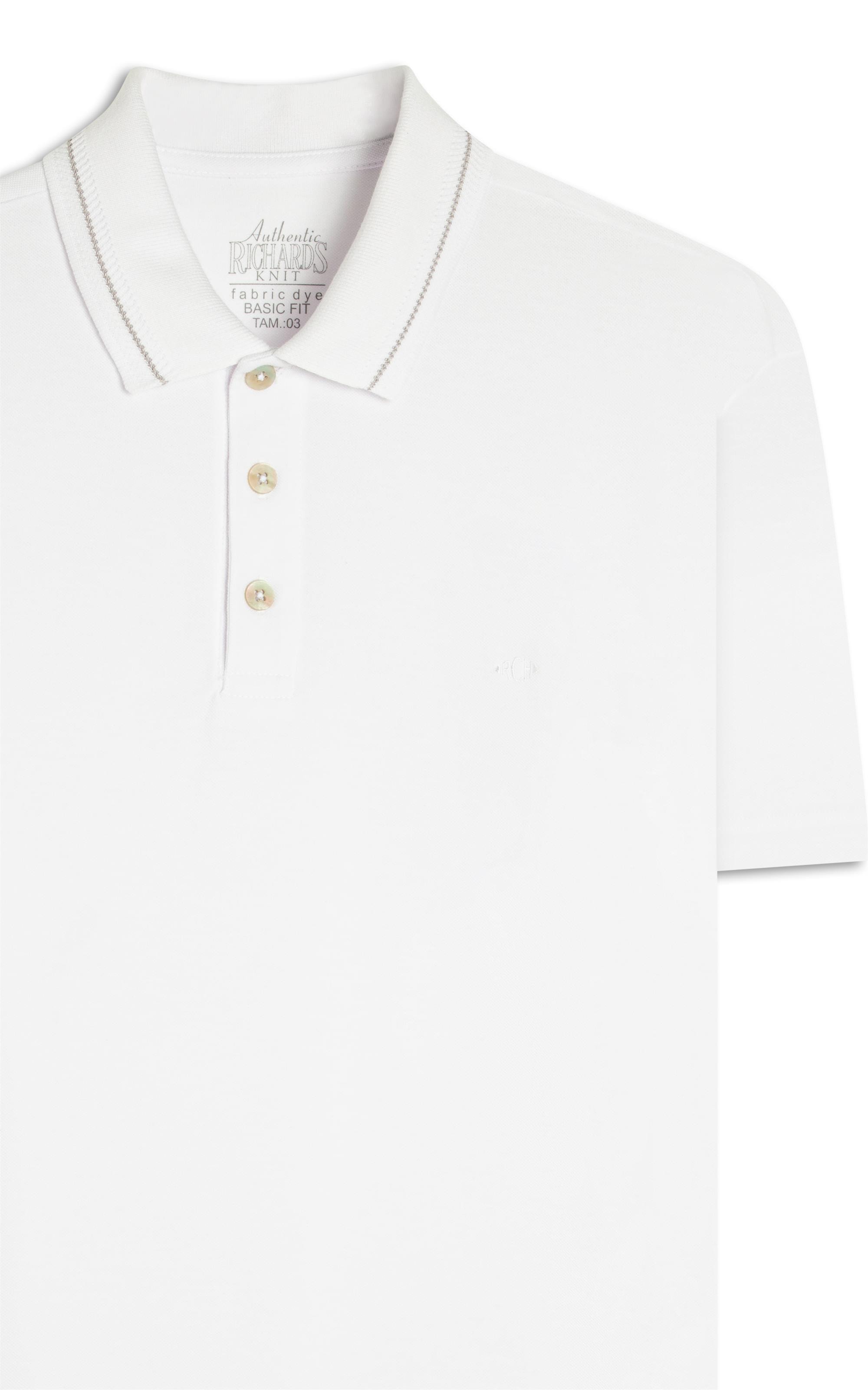 Polo Piquet Friso Jacquard Mc Bf Branco