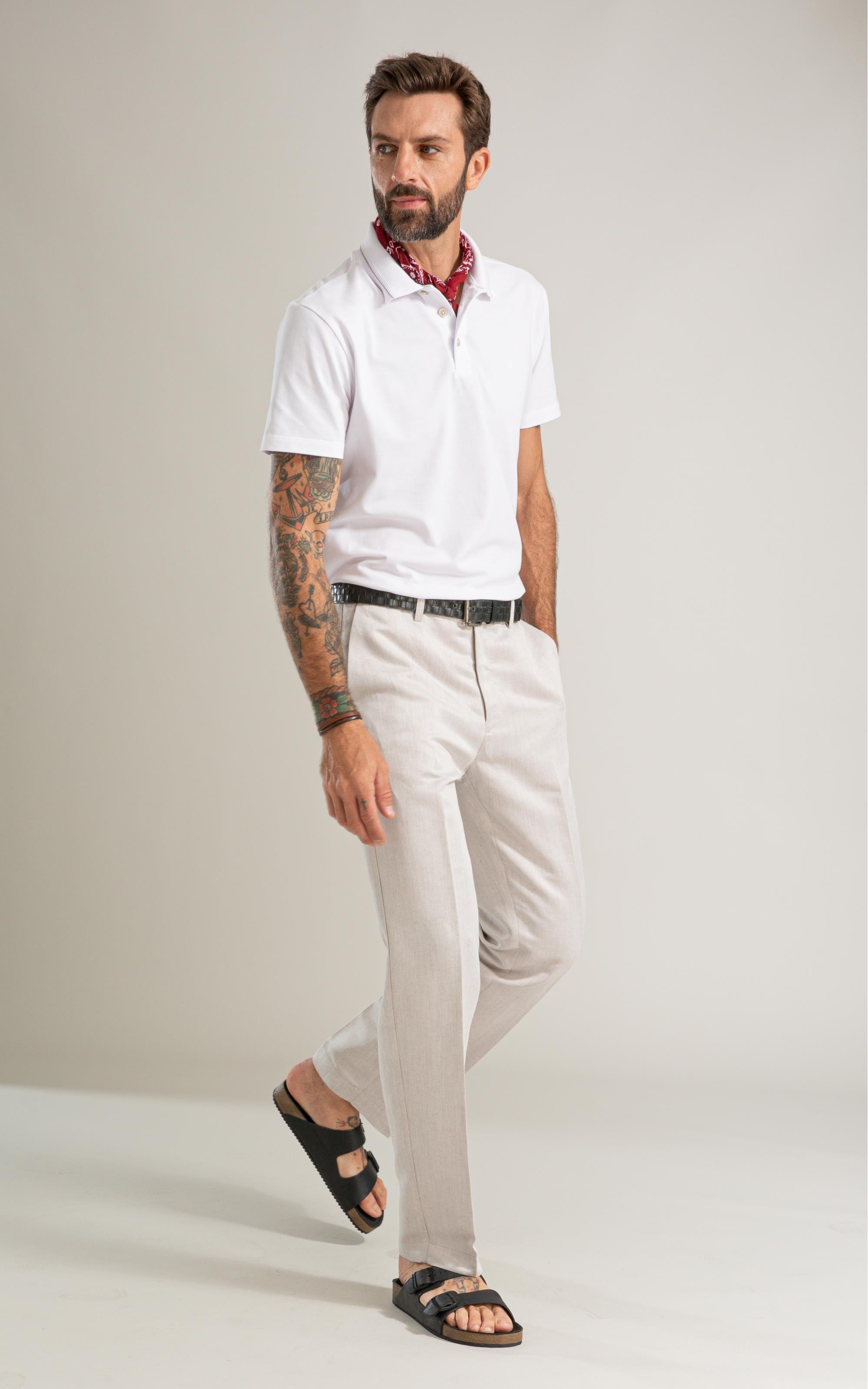 Polo Piquet Friso Jacquard Mc Bf Branco