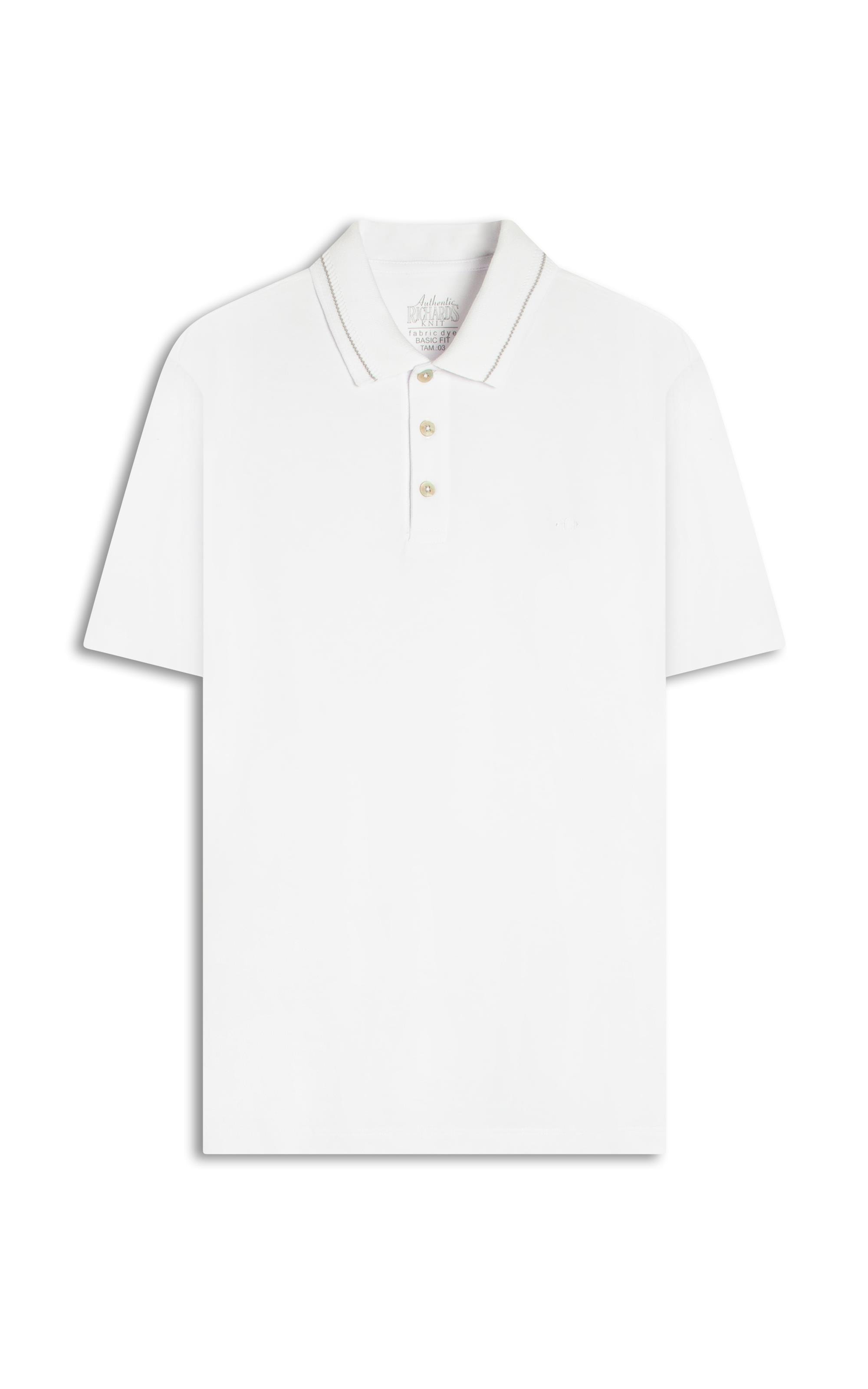 Polo Piquet Friso Jacquard Mc Bf Branco