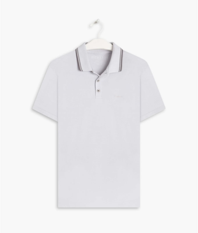Polo Piquet Friso Jacquard Silver