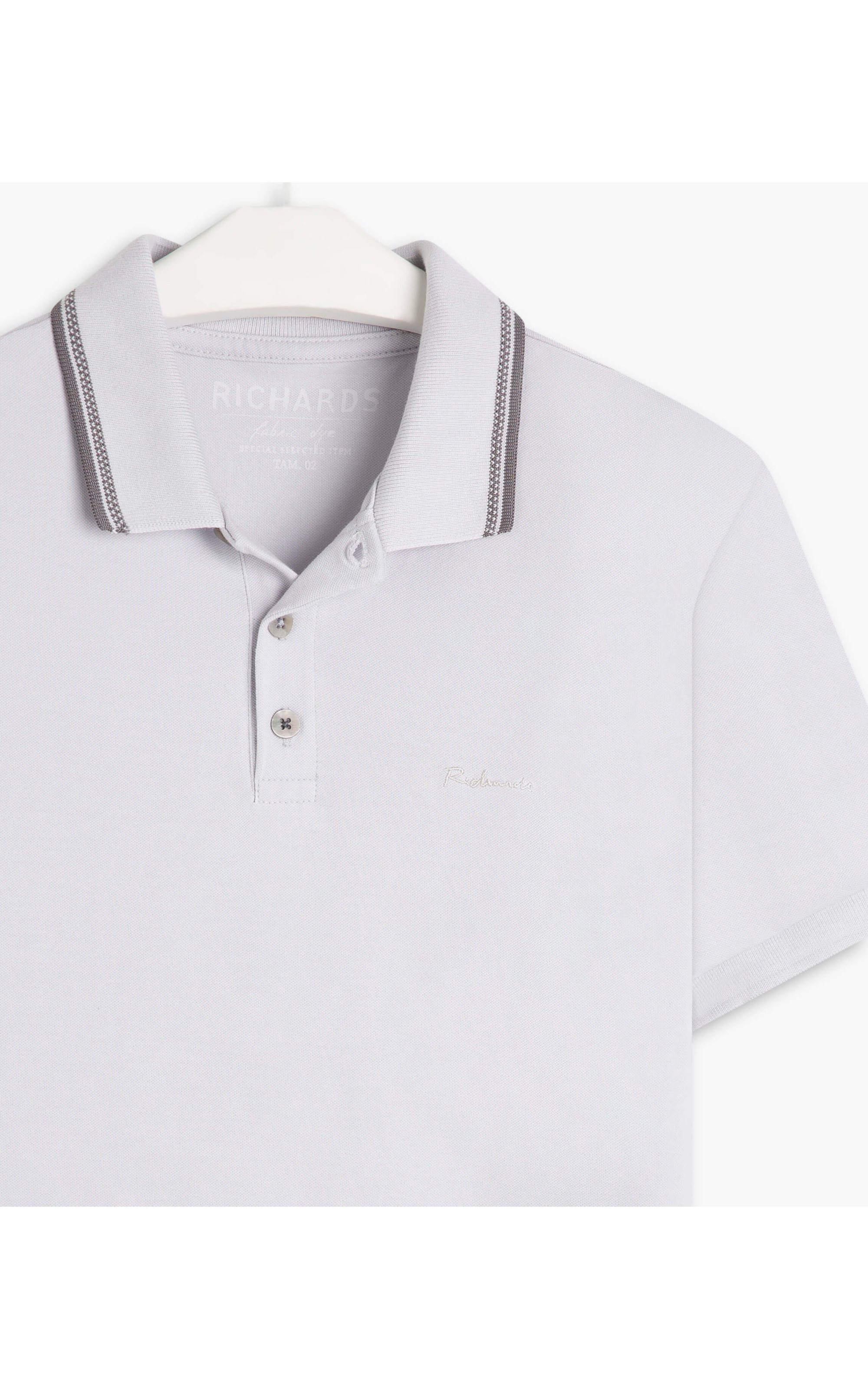 Polo Piquet Friso Jacquard Silver