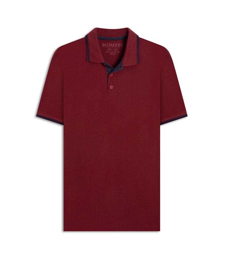 Polo Piquet Friso Peitilho Vinho