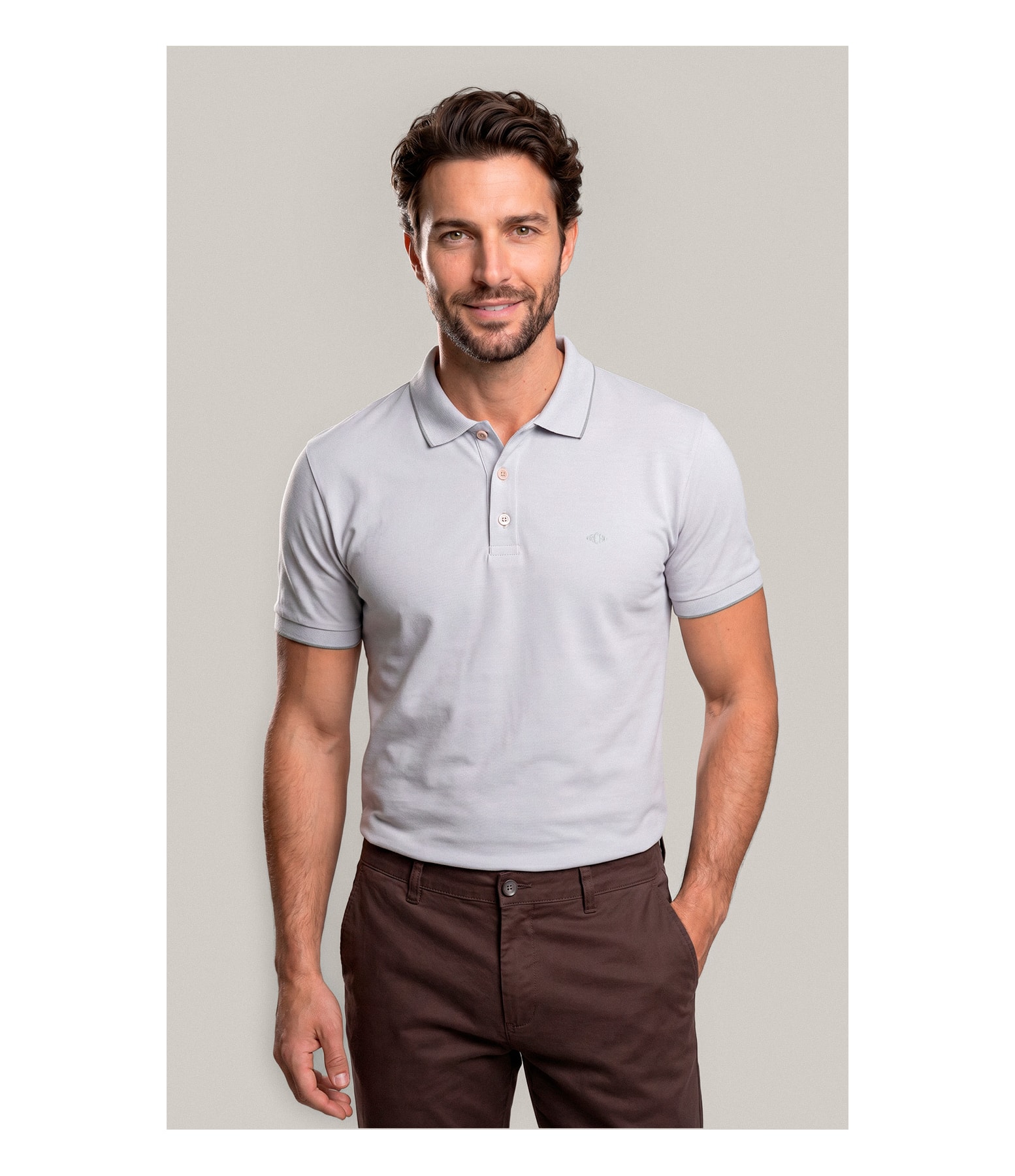 Polo Piquet Friso Prata