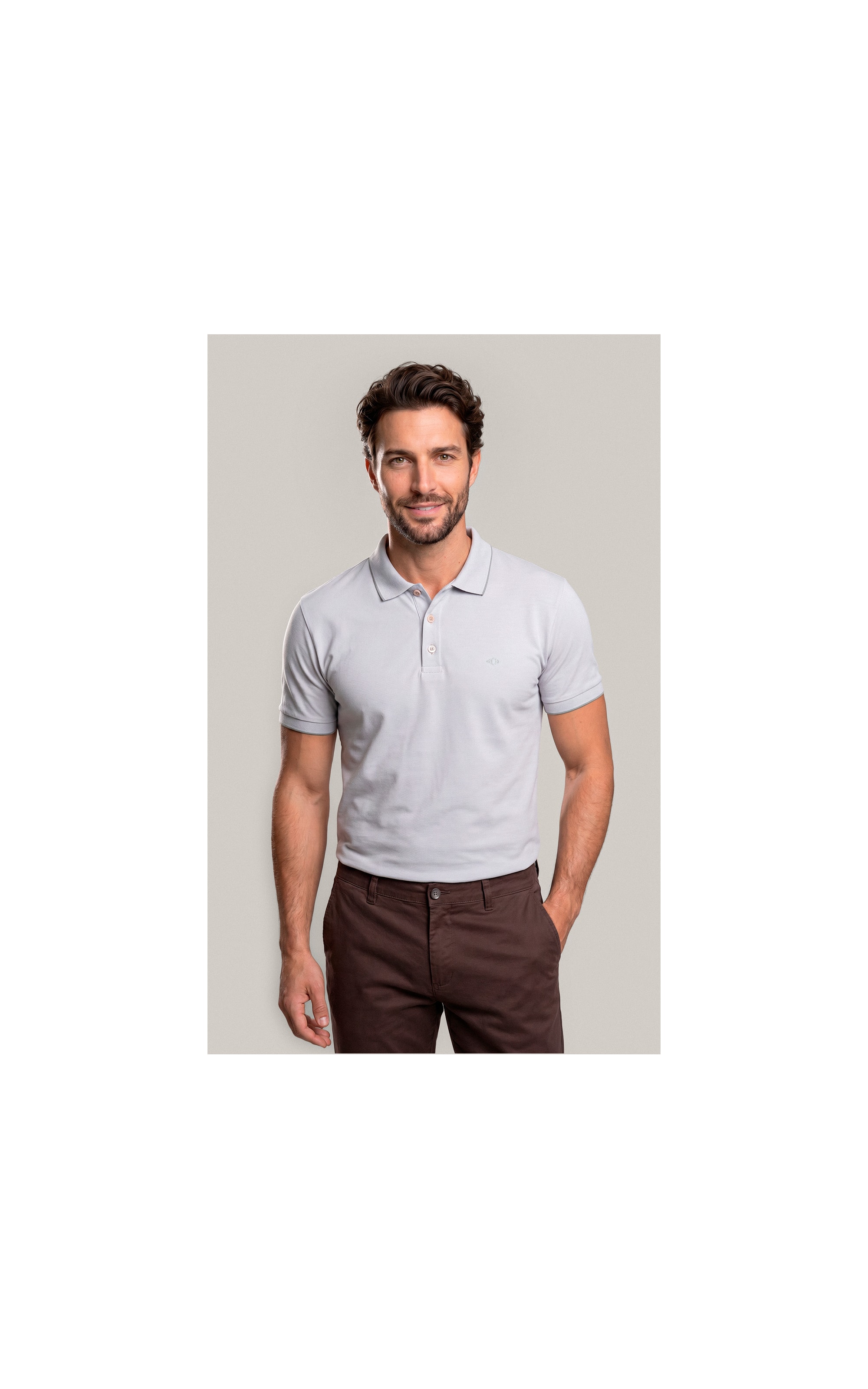 Polo Piquet Friso Prata