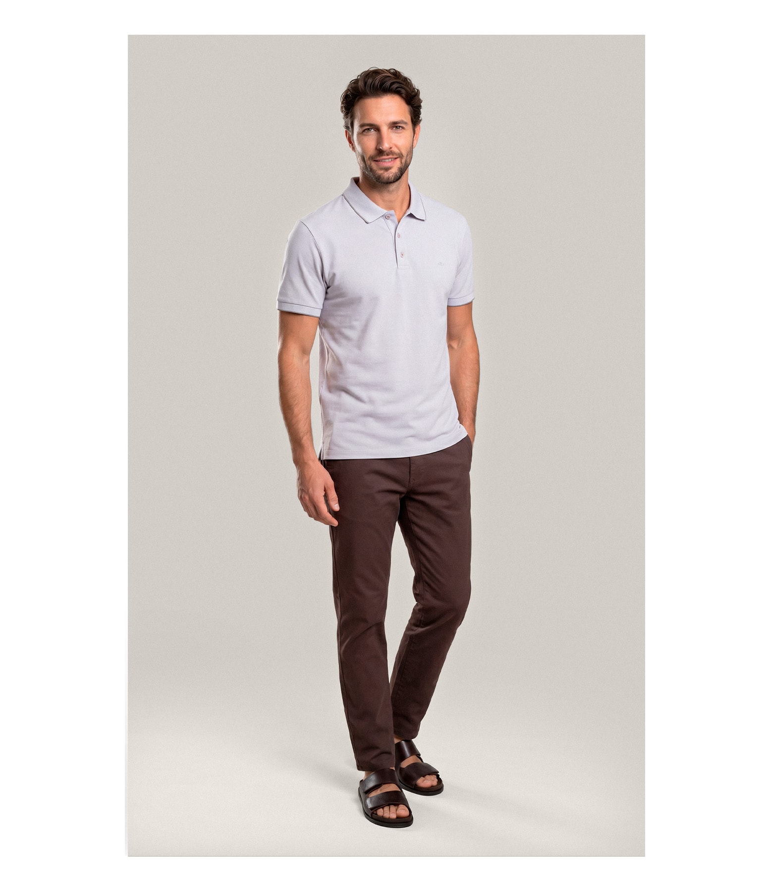 Polo Piquet Friso Prata