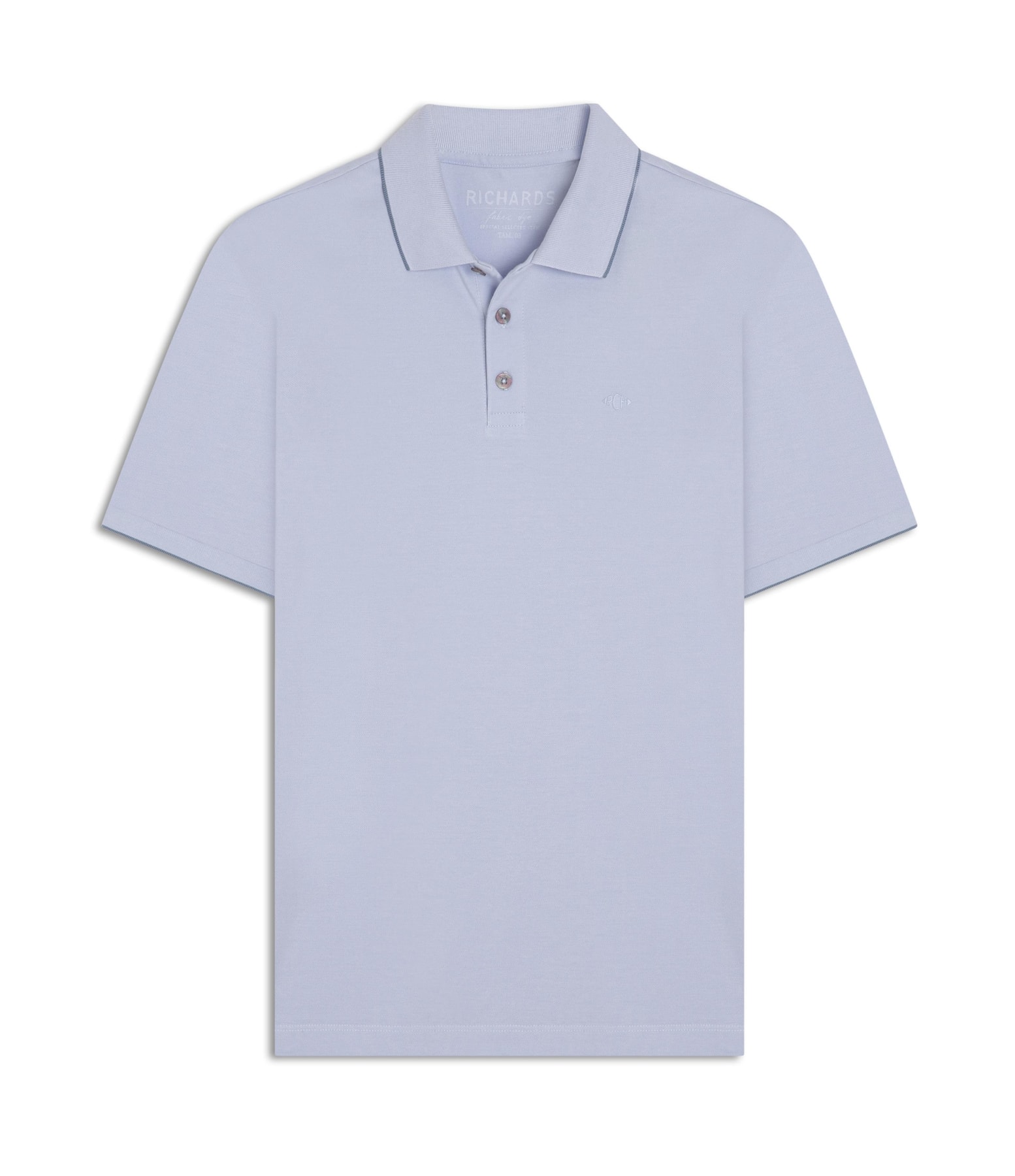 Polo Piquet Friso Simple Mc Azul Seco