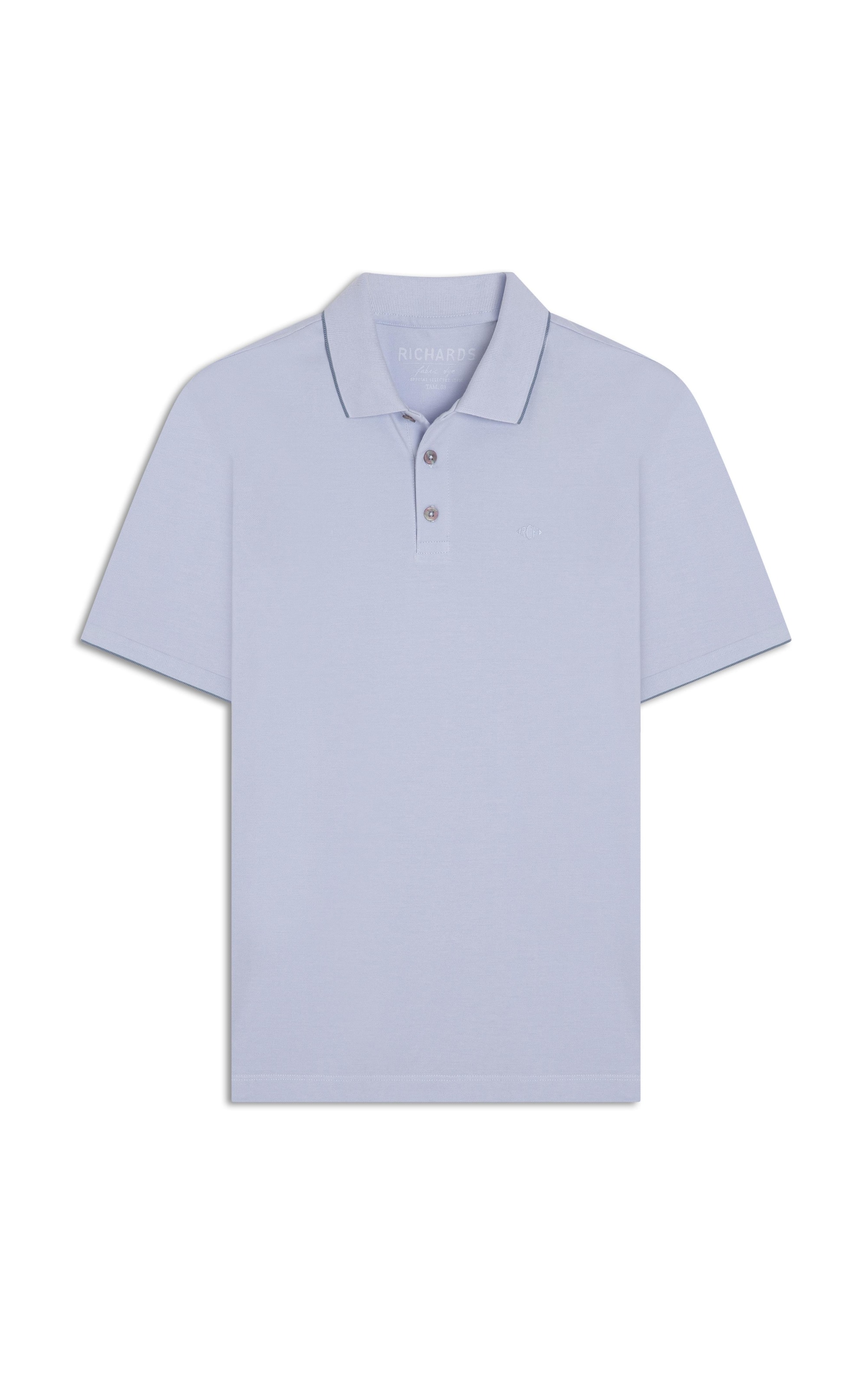 Polo Piquet Friso Simple Mc Azul Seco