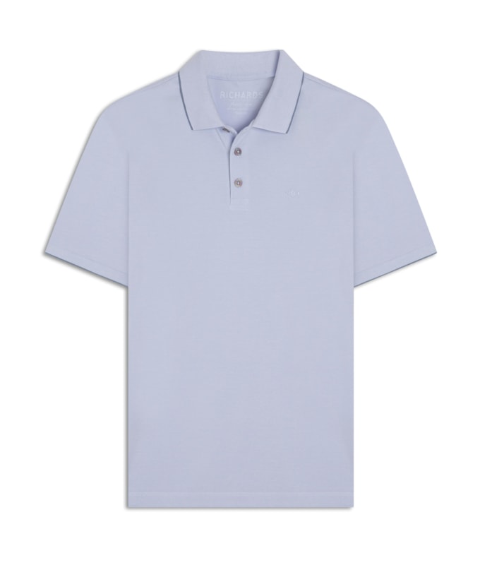 Polo Piquet Friso Simple Mc Azul Seco