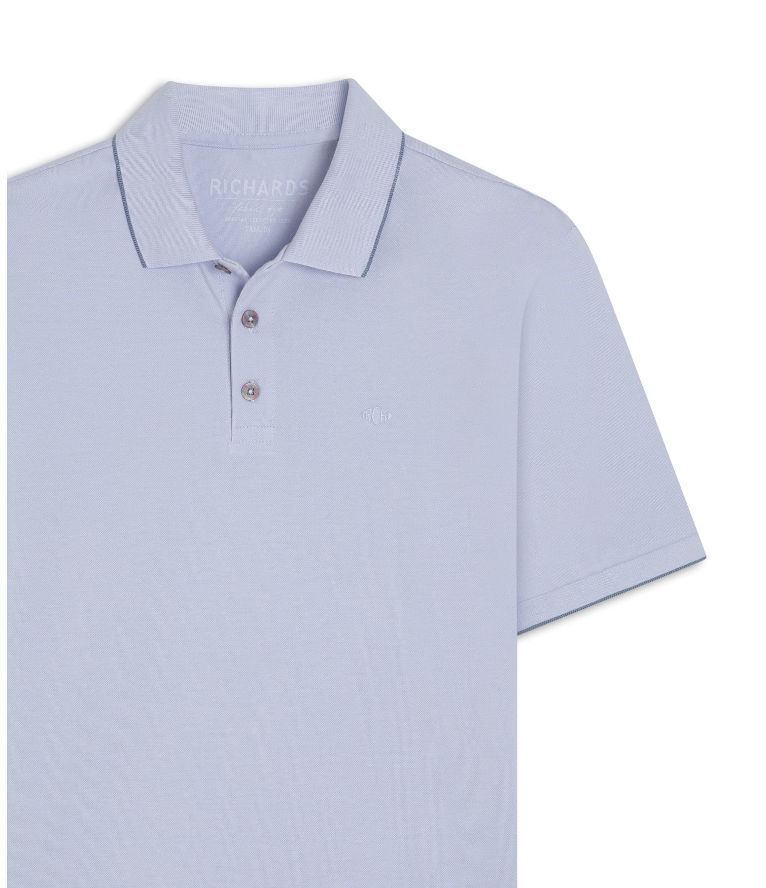 Polo Piquet Friso Simple Mc Azul Seco