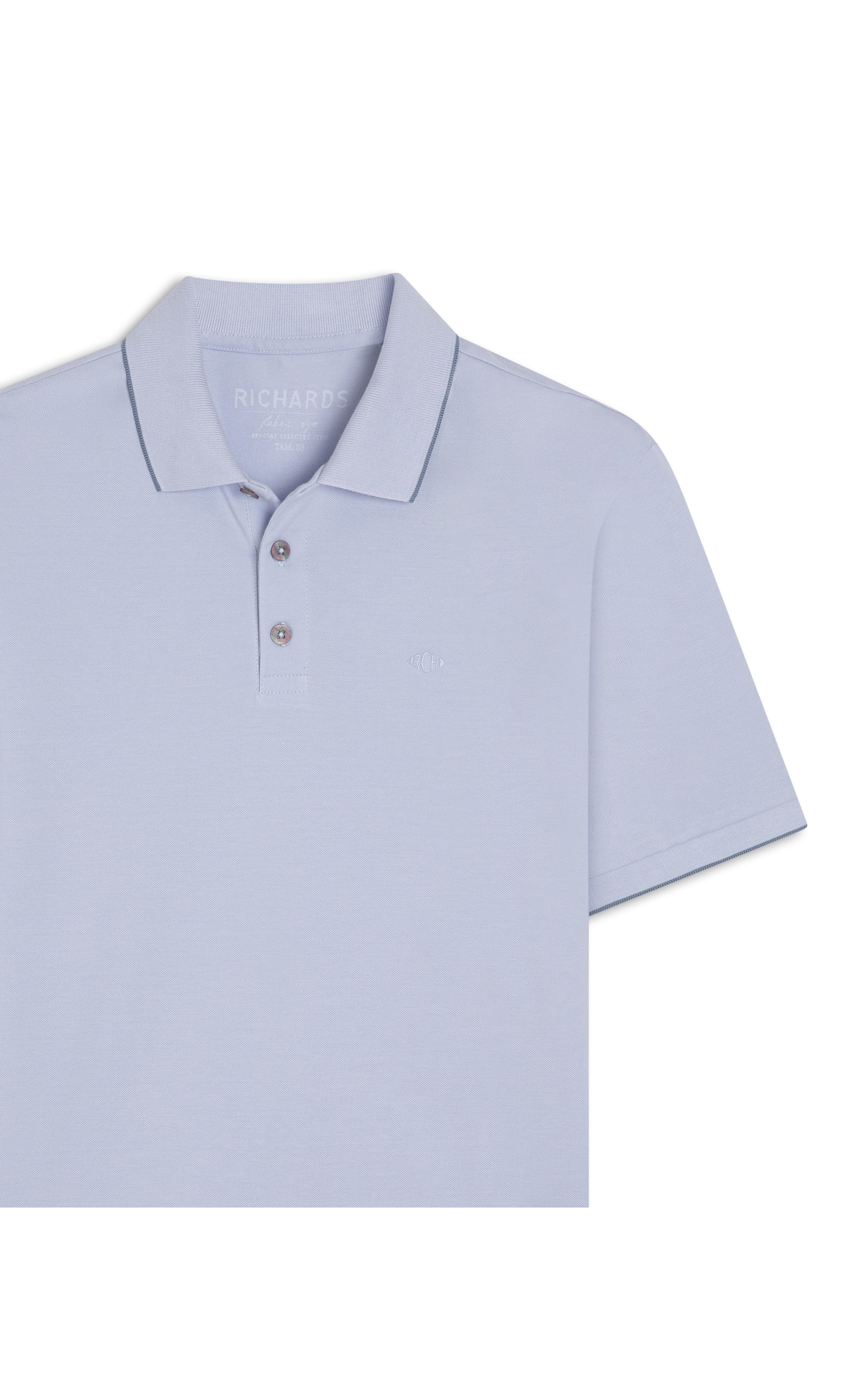 Polo Piquet Friso Simple Mc Azul Seco