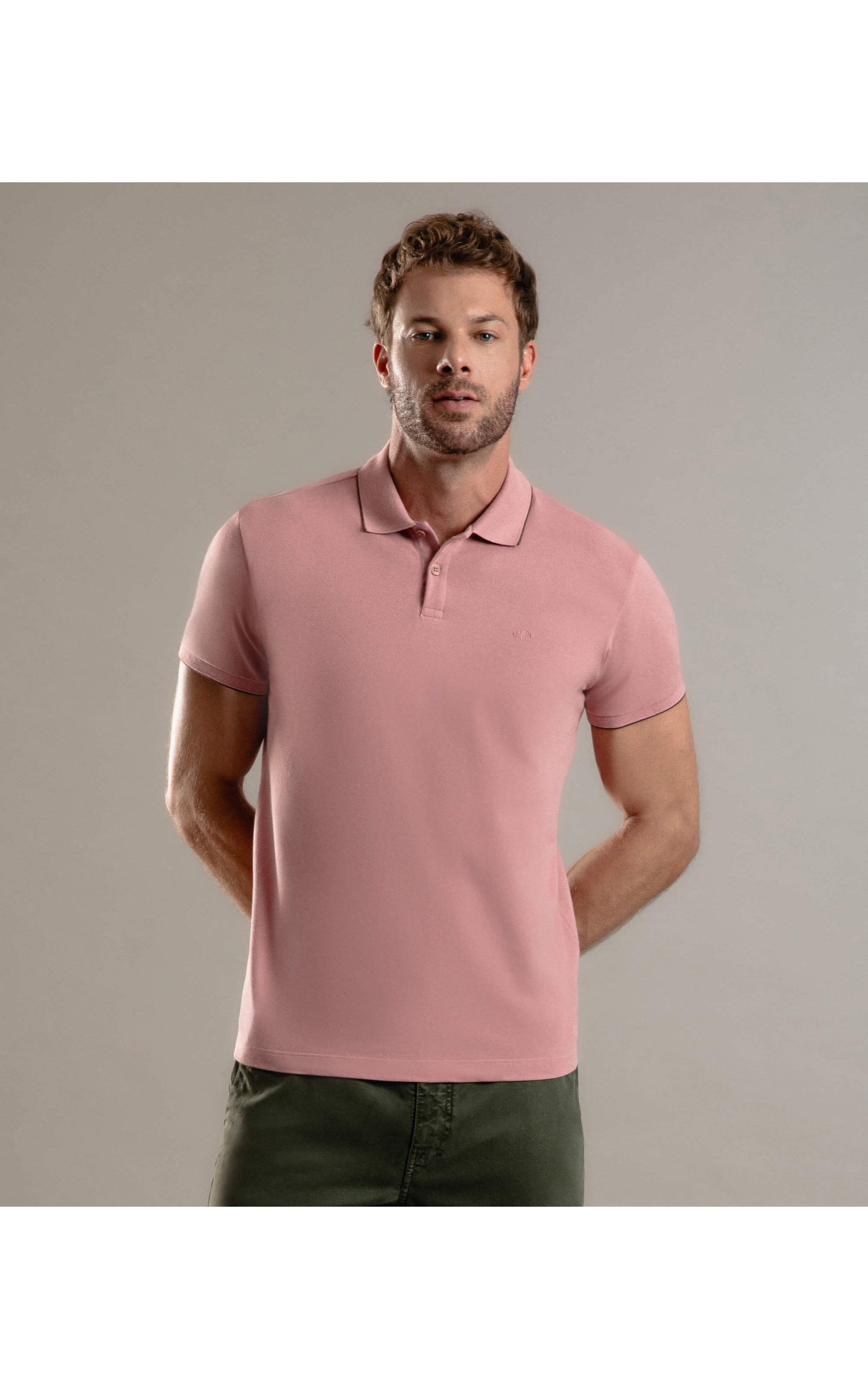 Polo Piquet Friso Simple Mc Blush