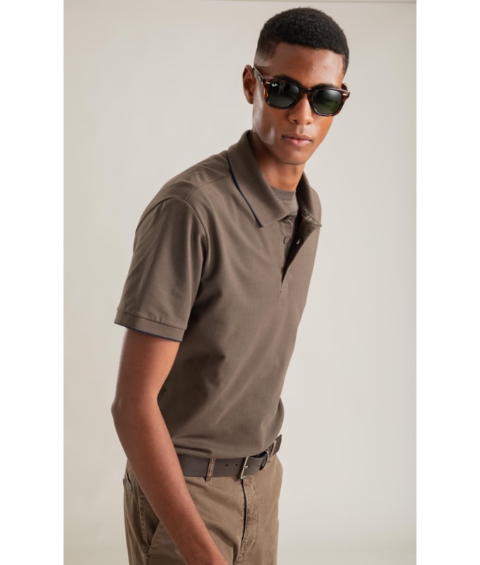 Polo Piquet Friso Simple Mc Tabaco