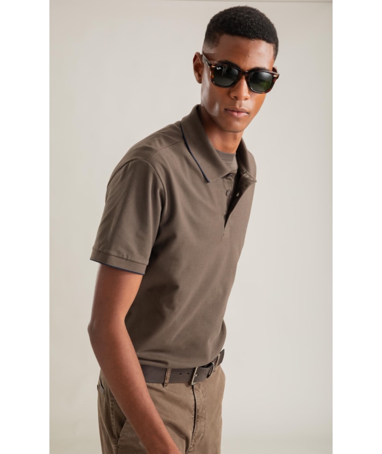 Polo Piquet Friso Simple Mc Tabaco