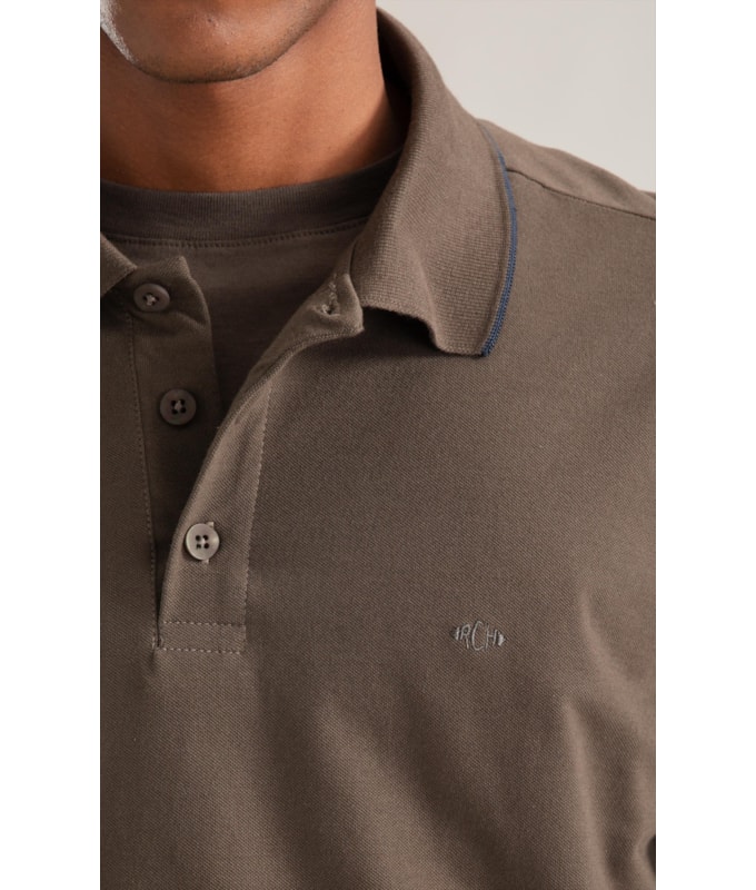 Polo Piquet Friso Simple Mc Tabaco