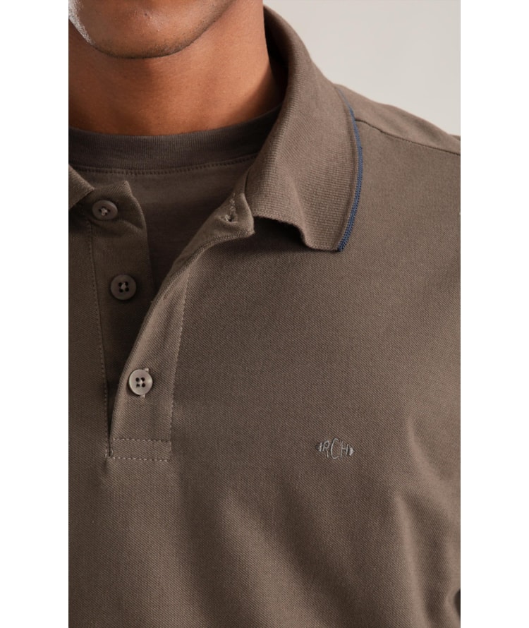 Polo Piquet Friso Simple Mc Tabaco