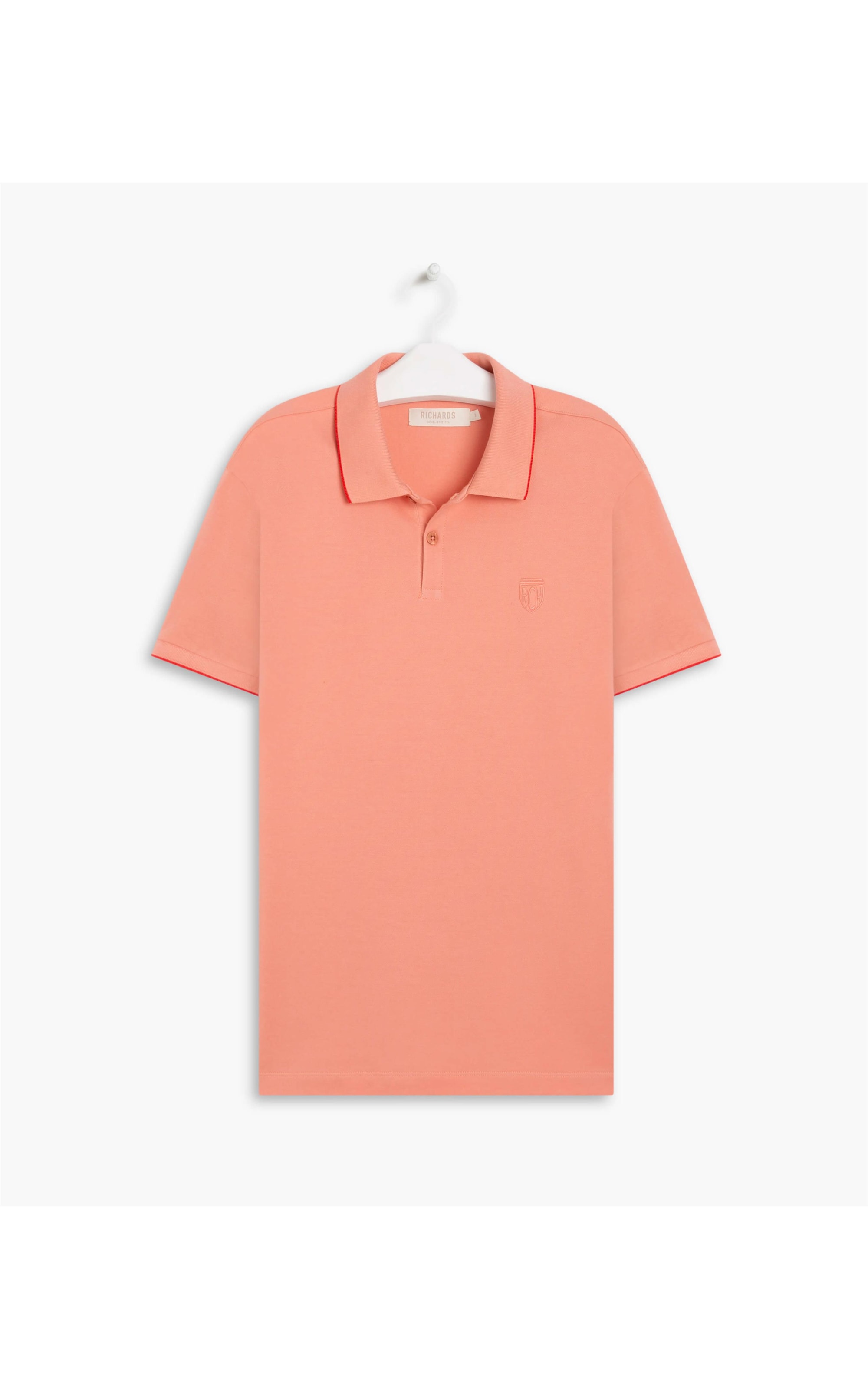 Polo Piquet Friso Simples Salmao