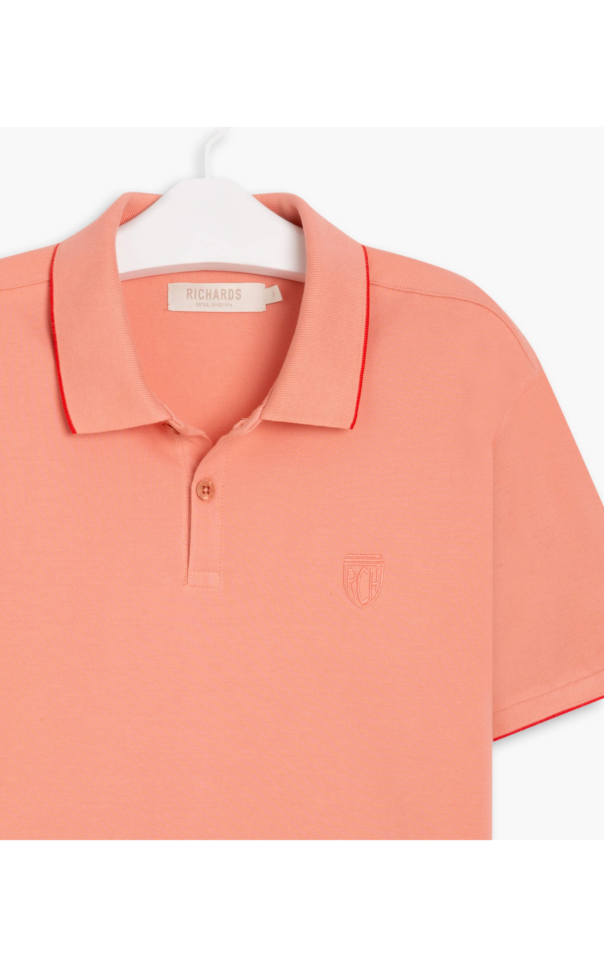 Polo Piquet Friso Simples Salmao