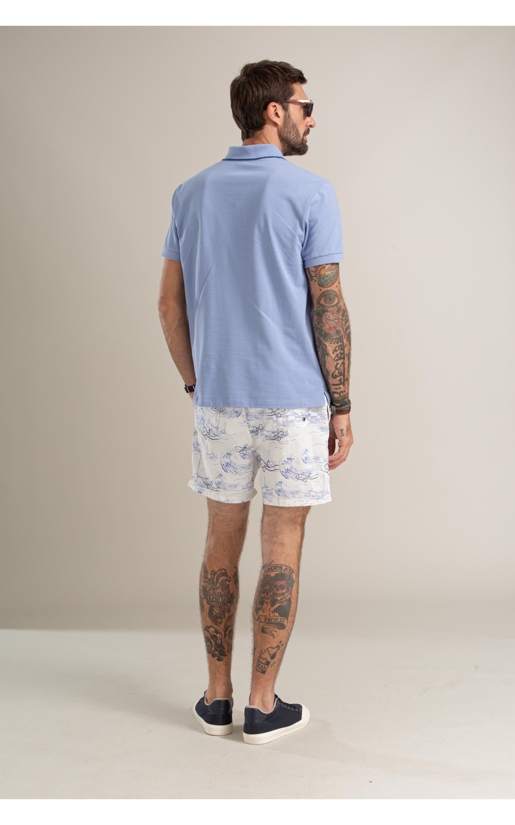 Polo Piquet Friso Vivo Mc Bf Azul Chofer