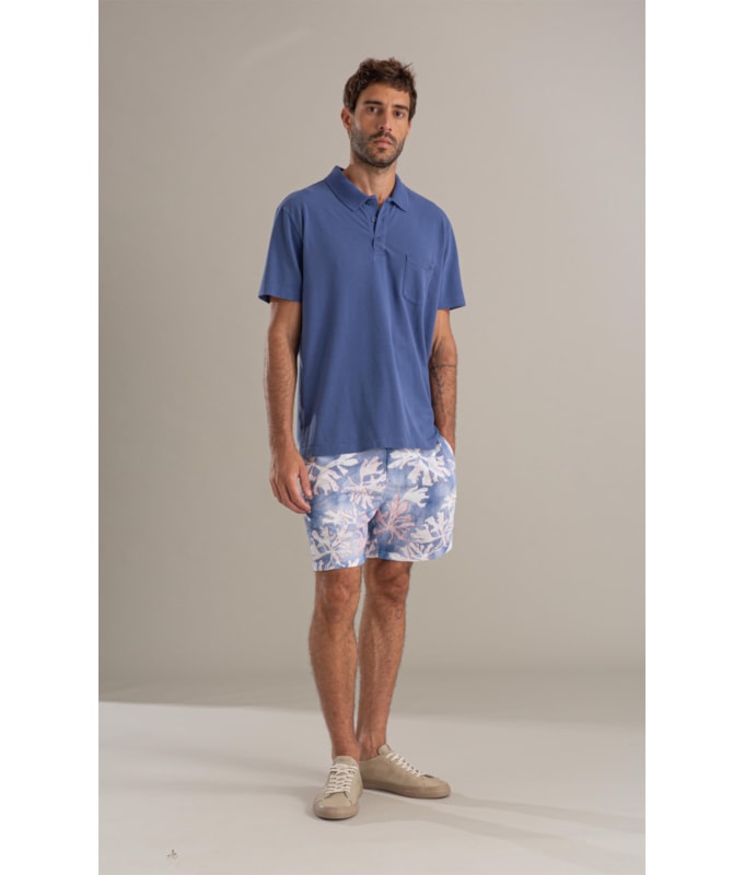 Polo Piquet Gd Com Bolso Bf Azul Jeans